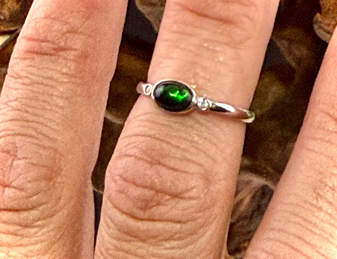 Black Opal Adjustable Ring