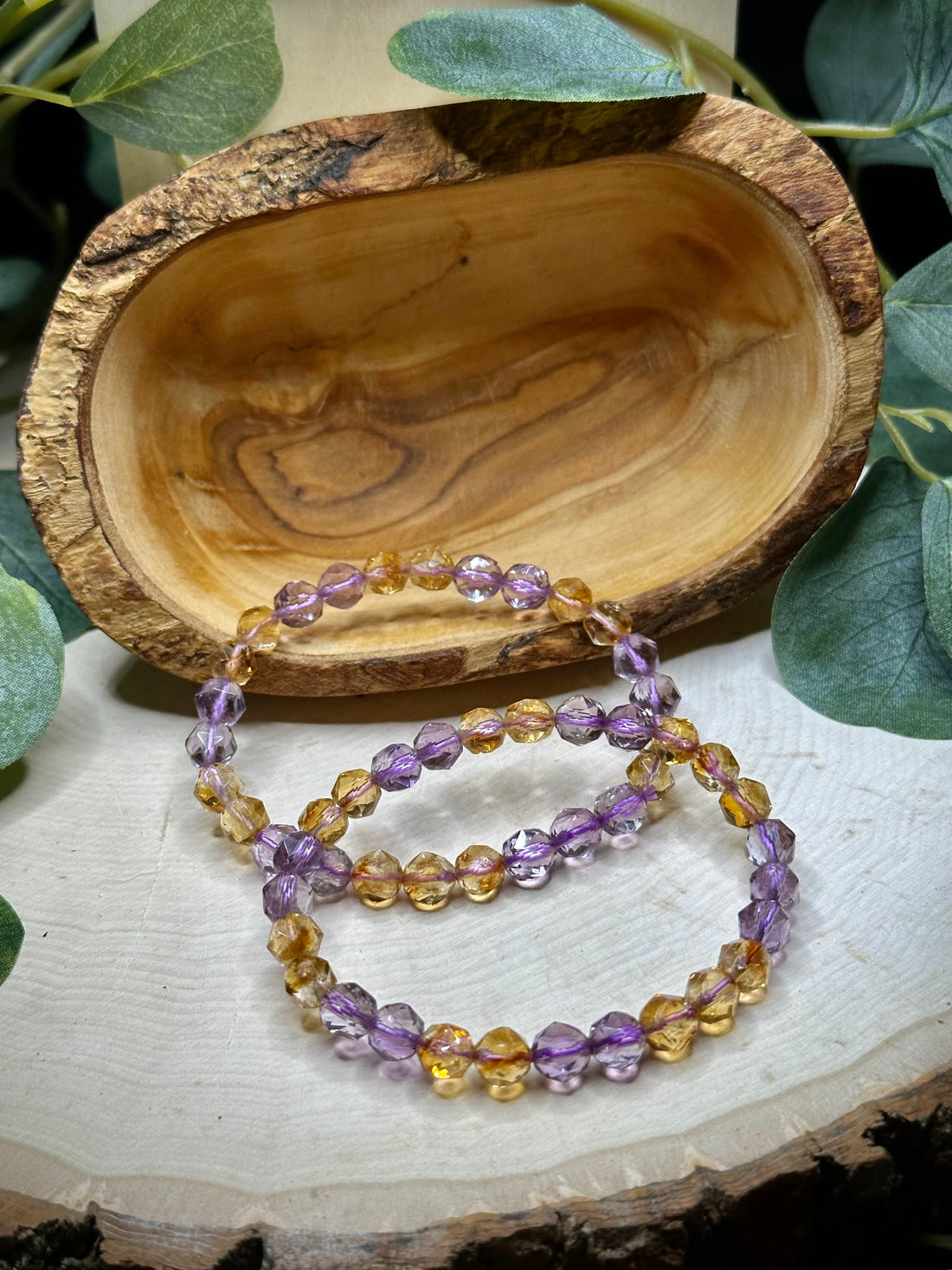 Citrine and Amethyst Faceted Bracelet