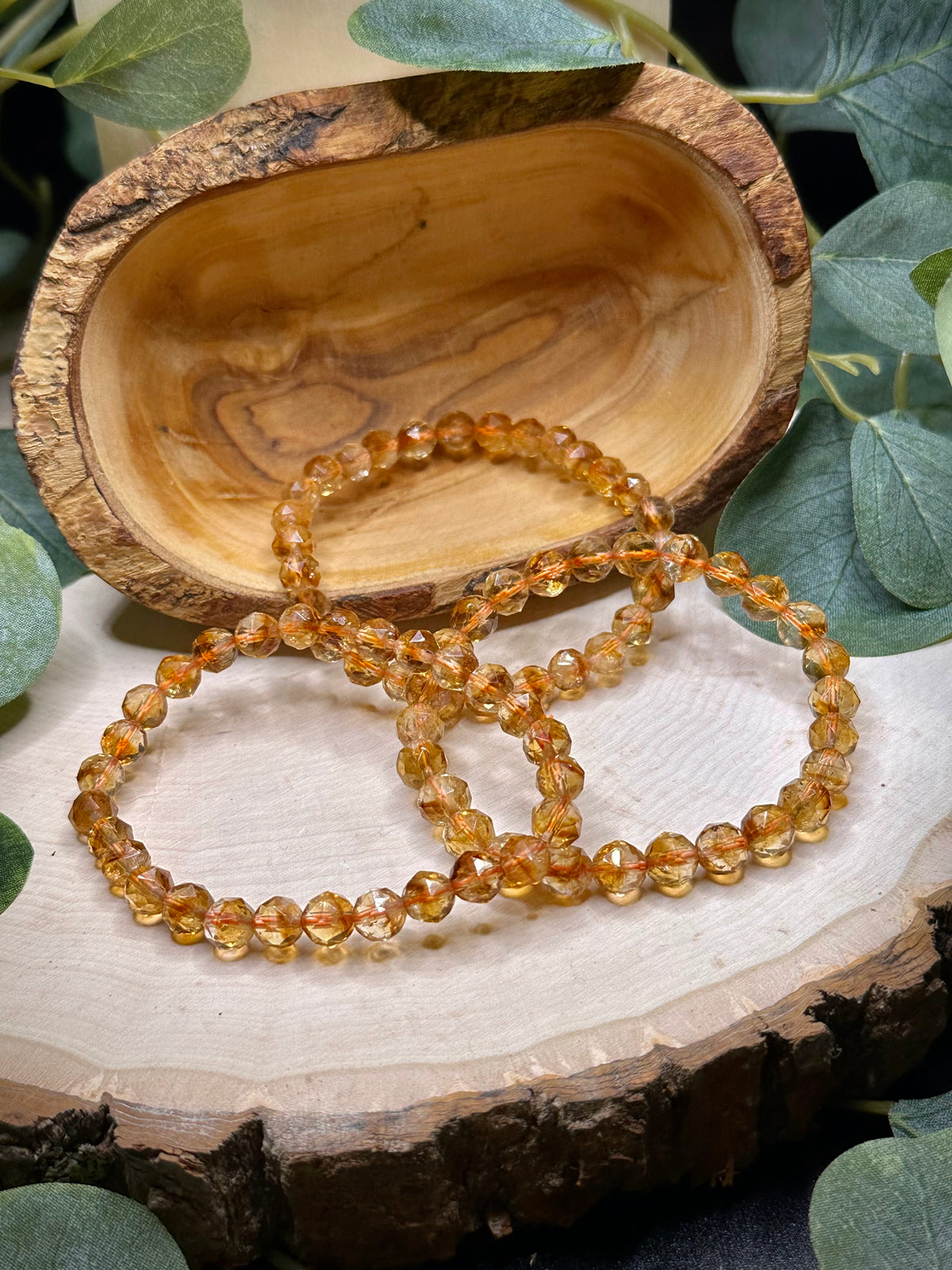 Citrine Faceted Bracelet with polished gemstone beads