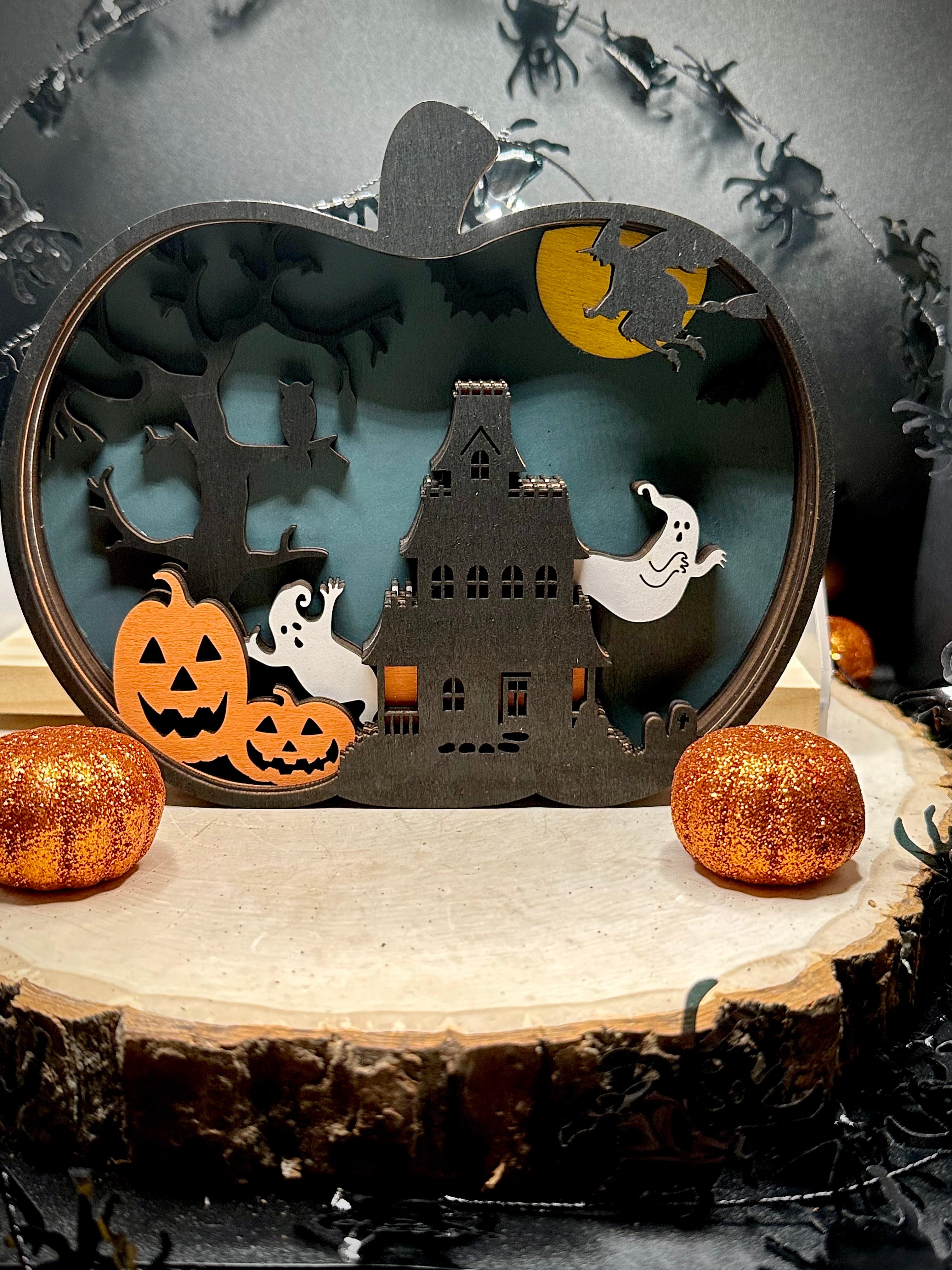 Spooky Pumpkin Wooden Decor