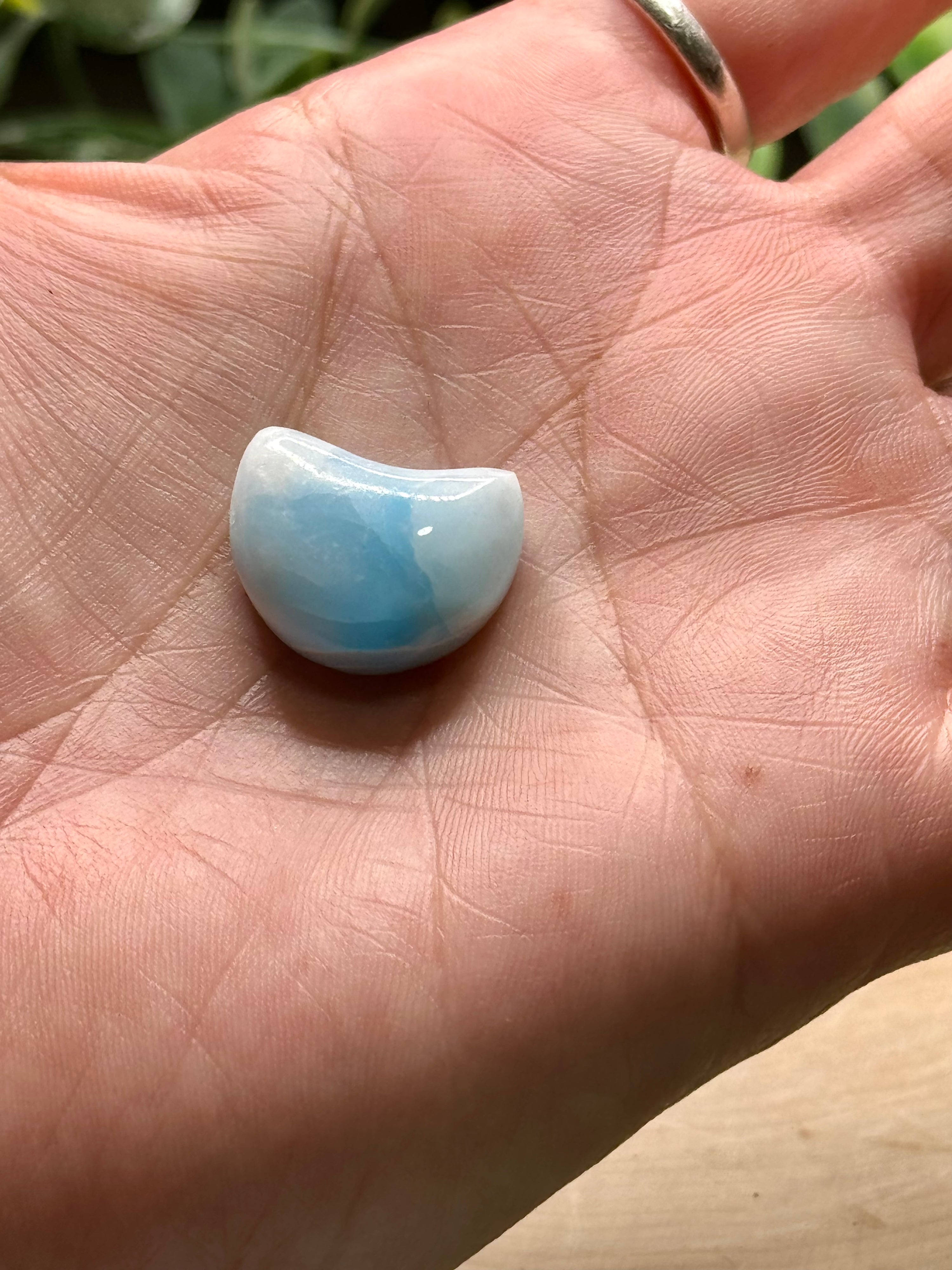 Mini Larimar Moon Cabochons | Dominican Republic Larimar Crescent Moons | Jewelry Making Supply