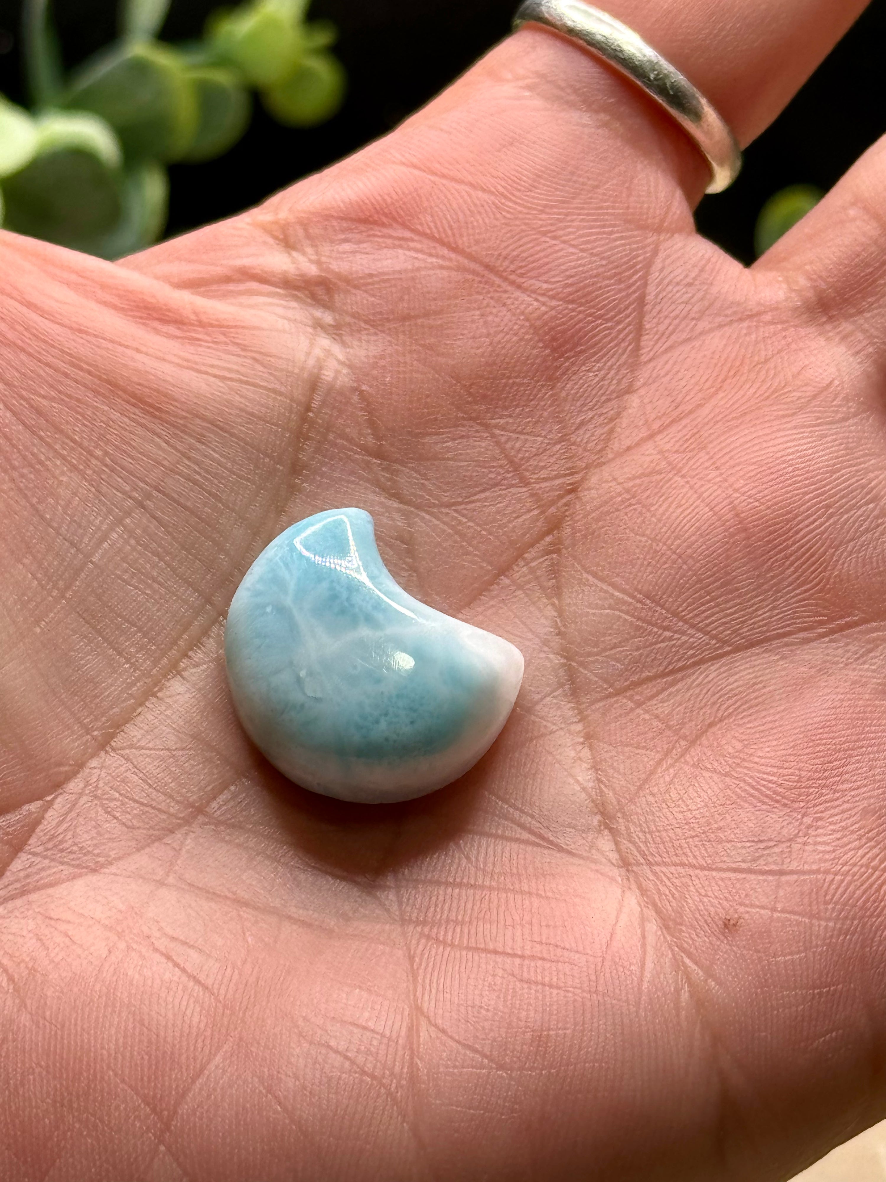 Mini Larimar Moon Cabochons | Dominican Republic Larimar Crescent Moons | Jewelry Making Supply
