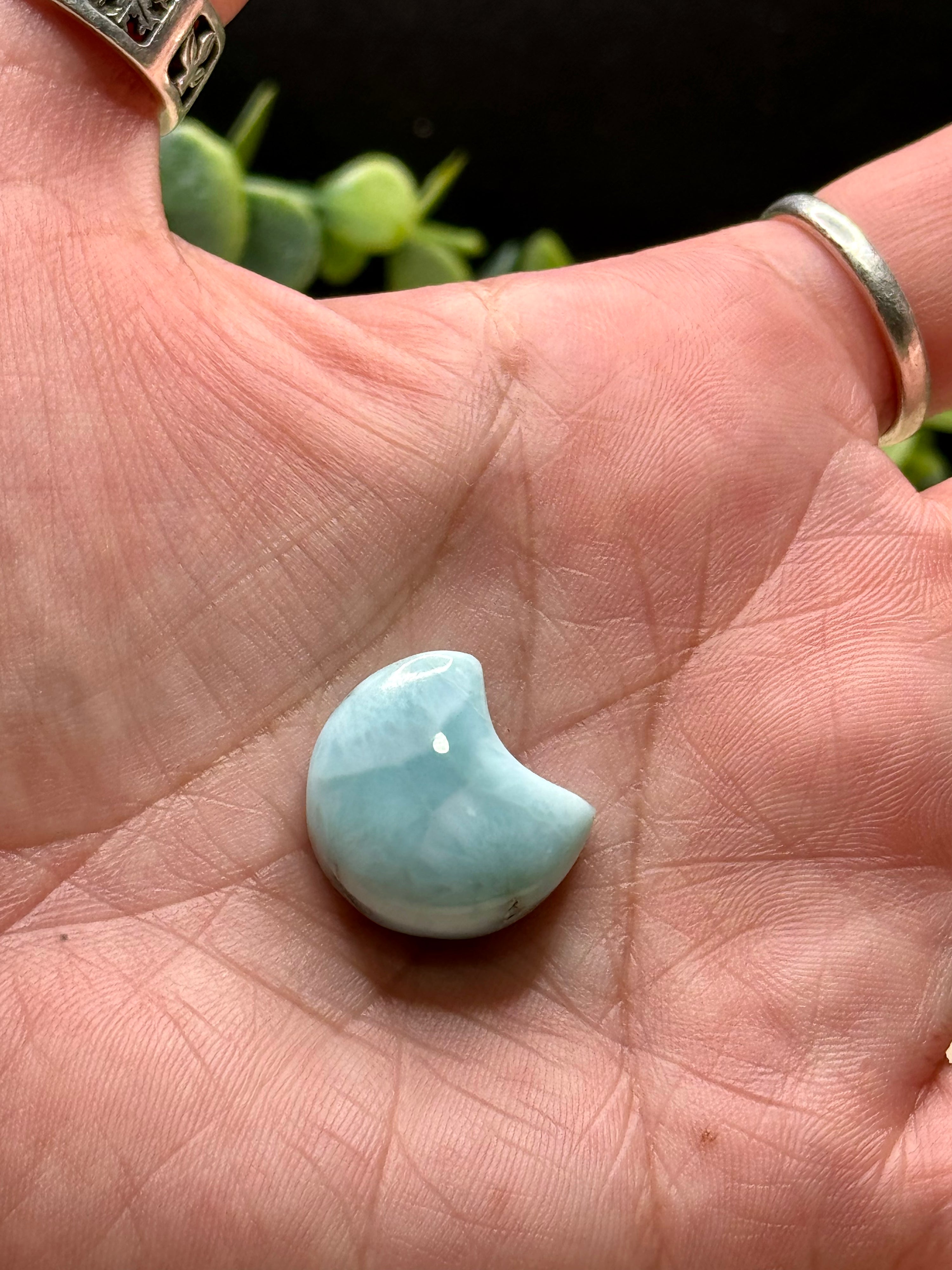 Mini Larimar Moon Cabochons | Dominican Republic Larimar Crescent Moons | Jewelry Making Supply