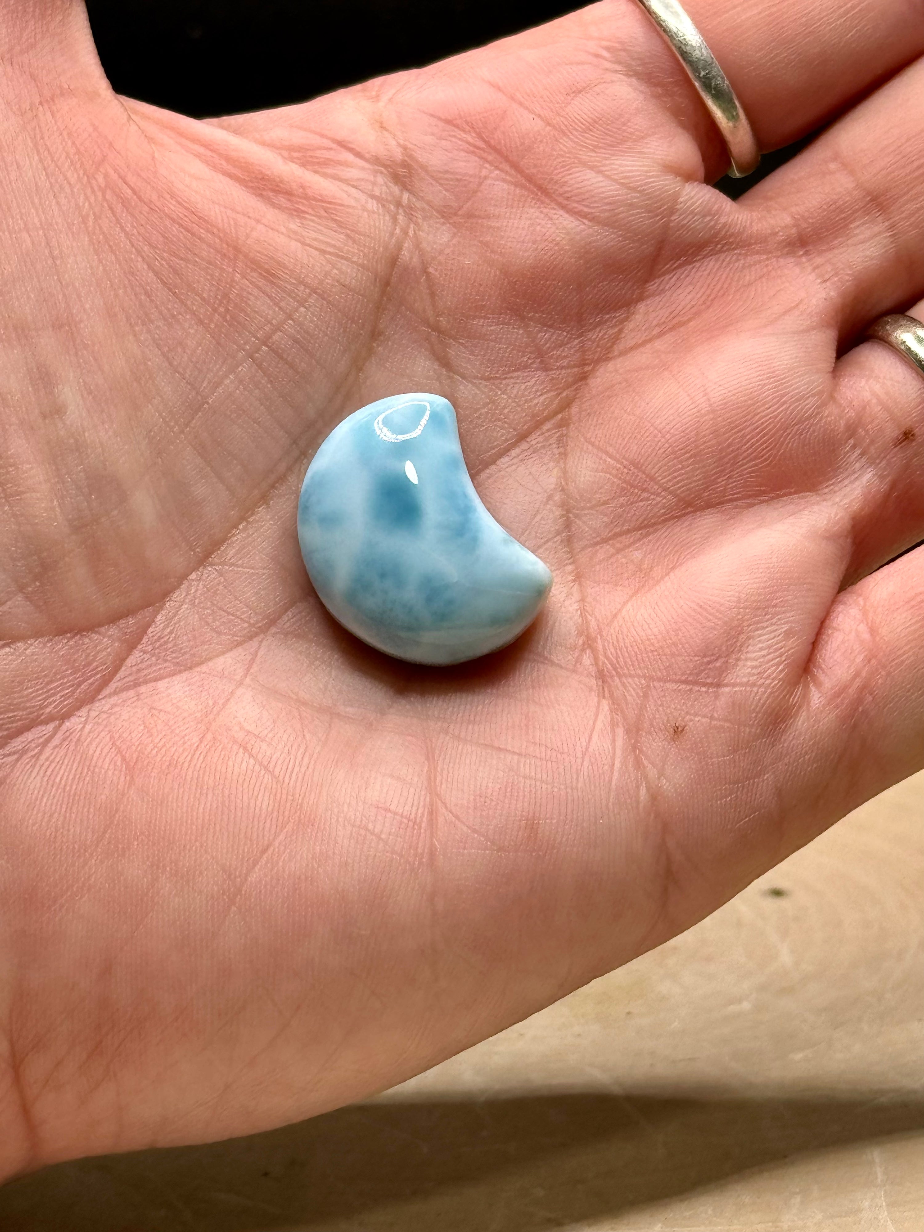 Mini Larimar Moon Cabochons | Dominican Republic Larimar Crescent Moons | Jewelry Making Supply
