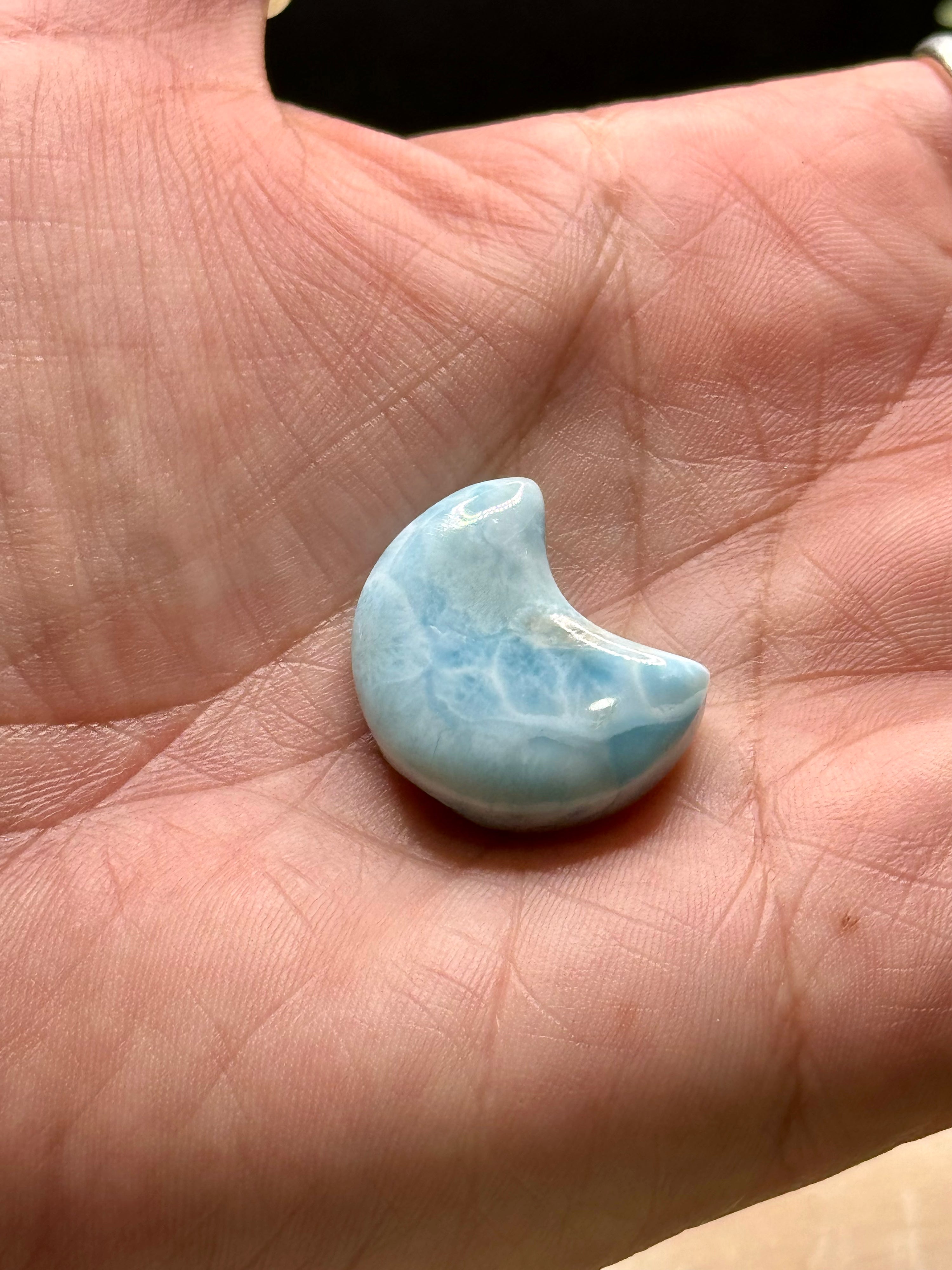 Mini Larimar Moon Cabochons | Dominican Republic Larimar Crescent Moons | Jewelry Making Supply