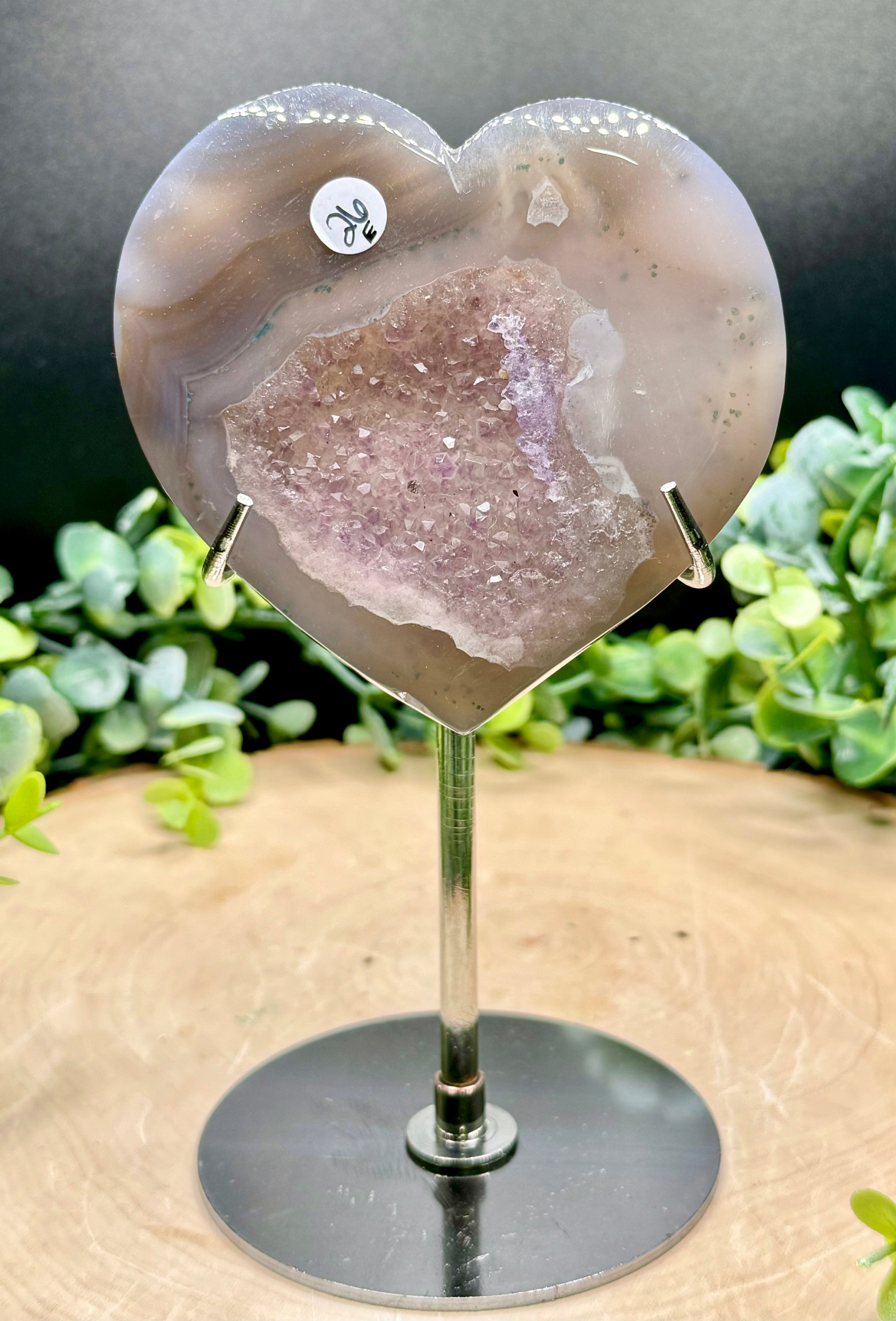Druzy Agate Hearts with Amethyst Centers | Crystal Hearts