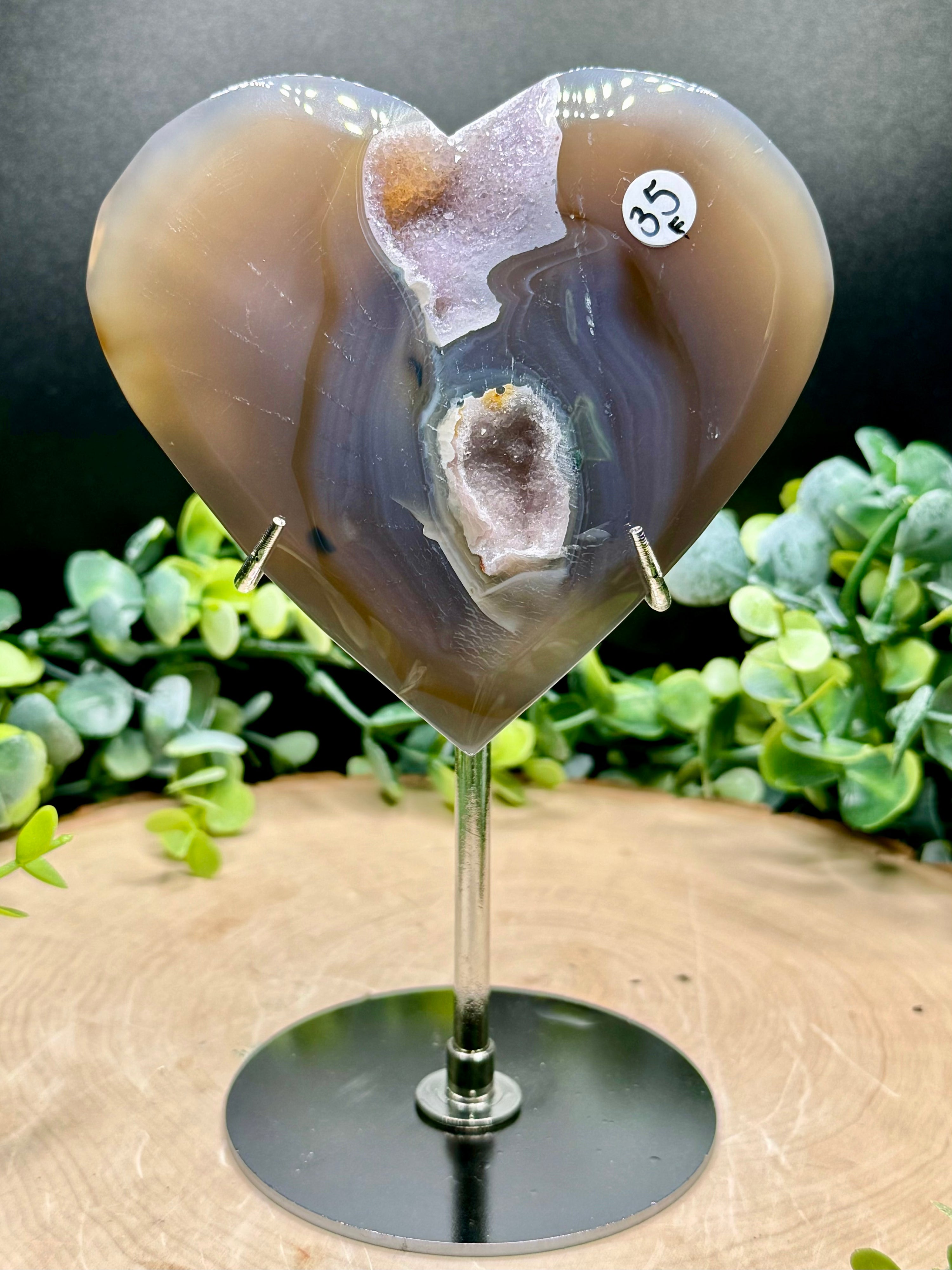 Druzy Agate Hearts with Amethyst Centers | Crystal Hearts