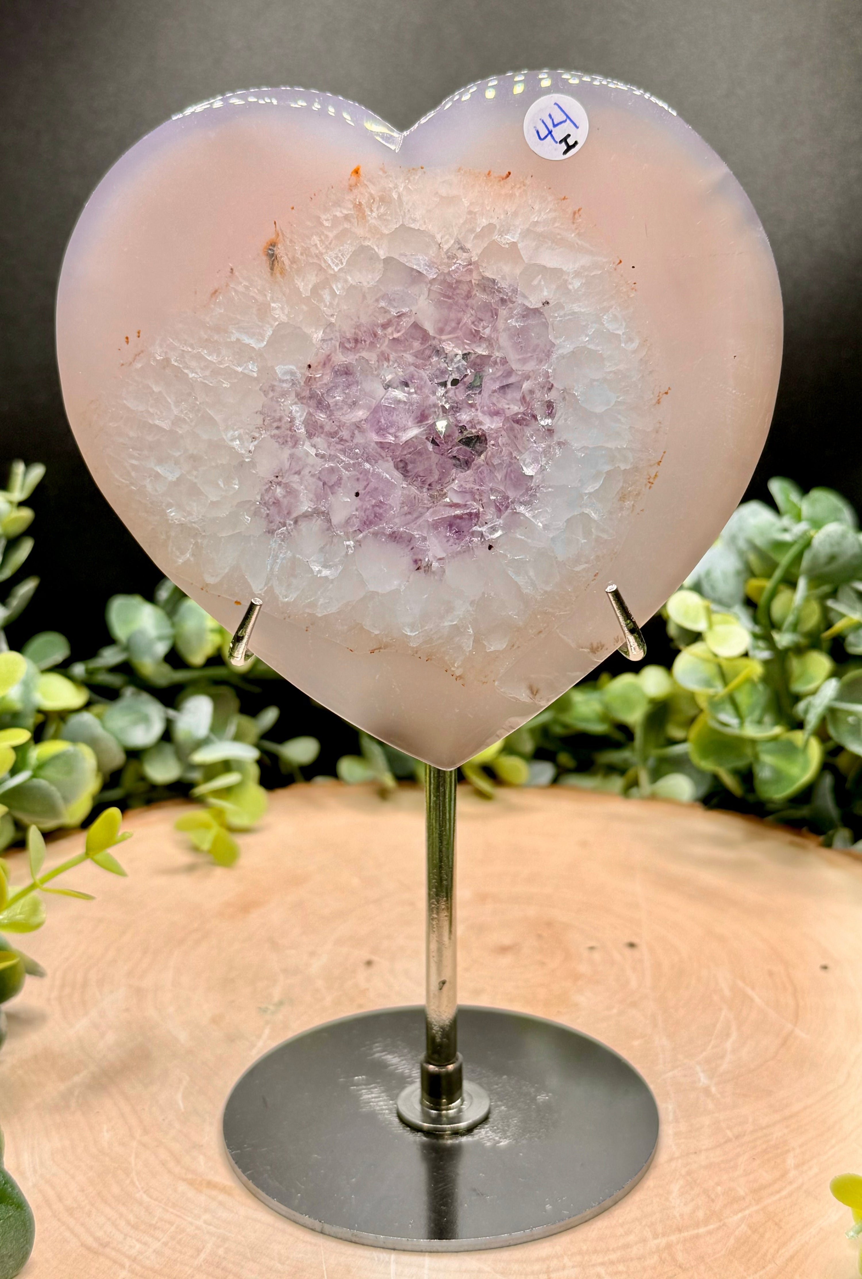 Druzy Agate Hearts with Amethyst Centers | Crystal Hearts