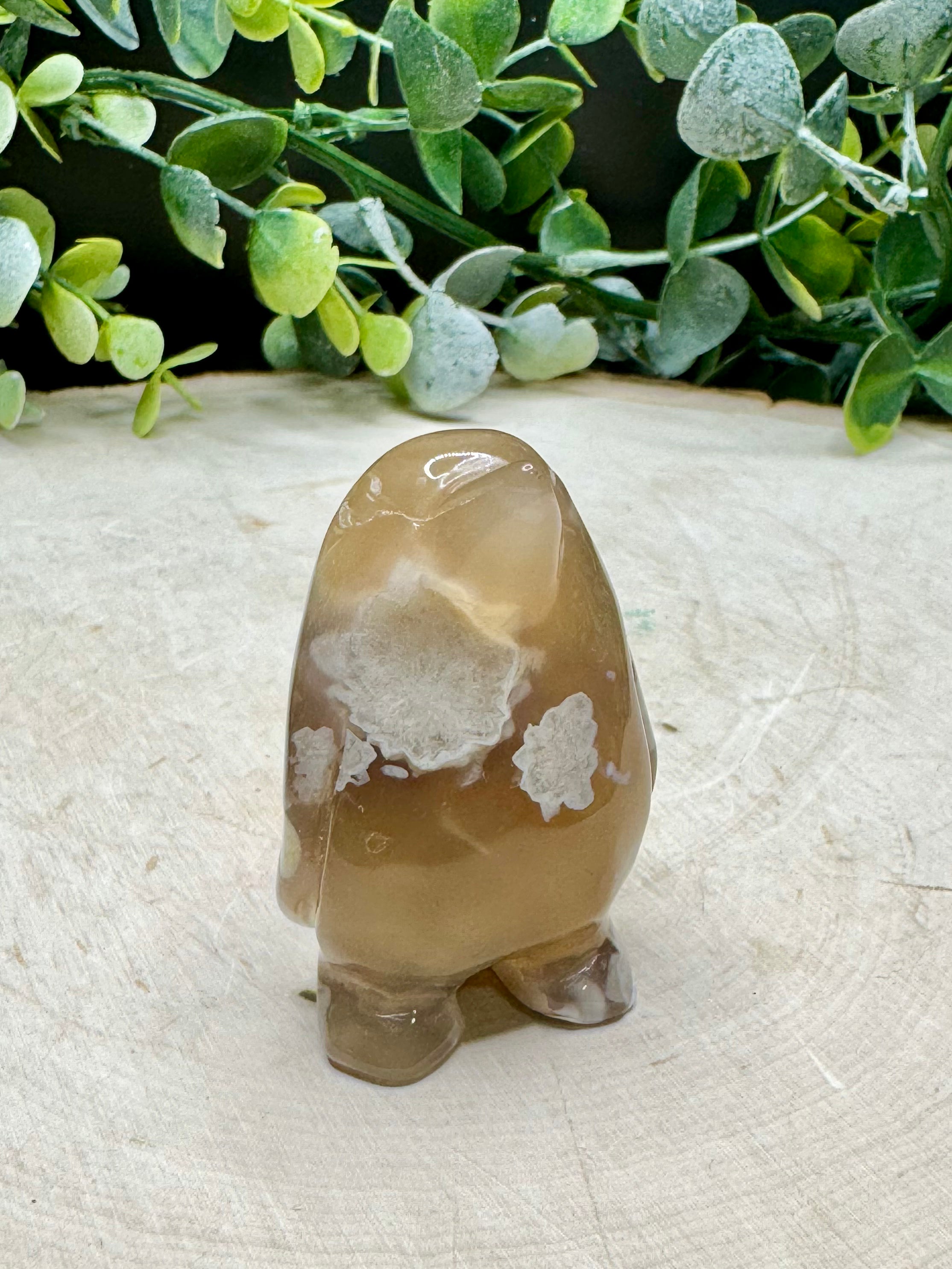 Flower Agate Penguin Carvings | Crystal Penguin Figurines