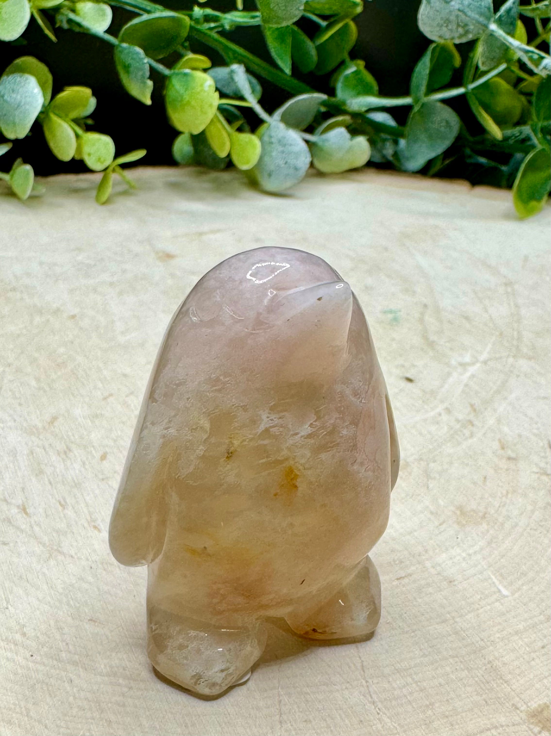 Flower Agate Penguin Carvings | Crystal Penguin Figurines