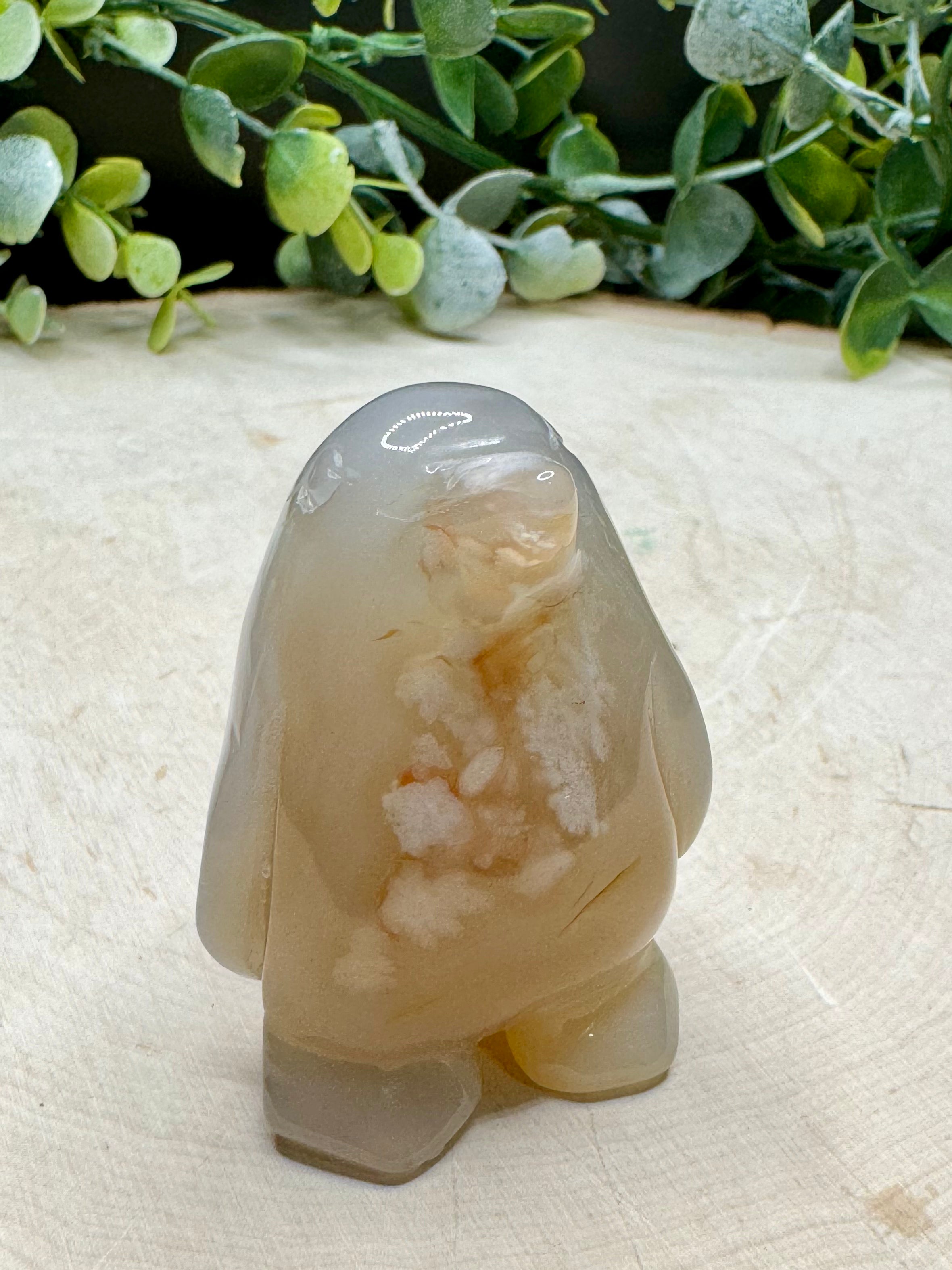 Flower Agate Penguin Carvings | Crystal Penguin Figurines