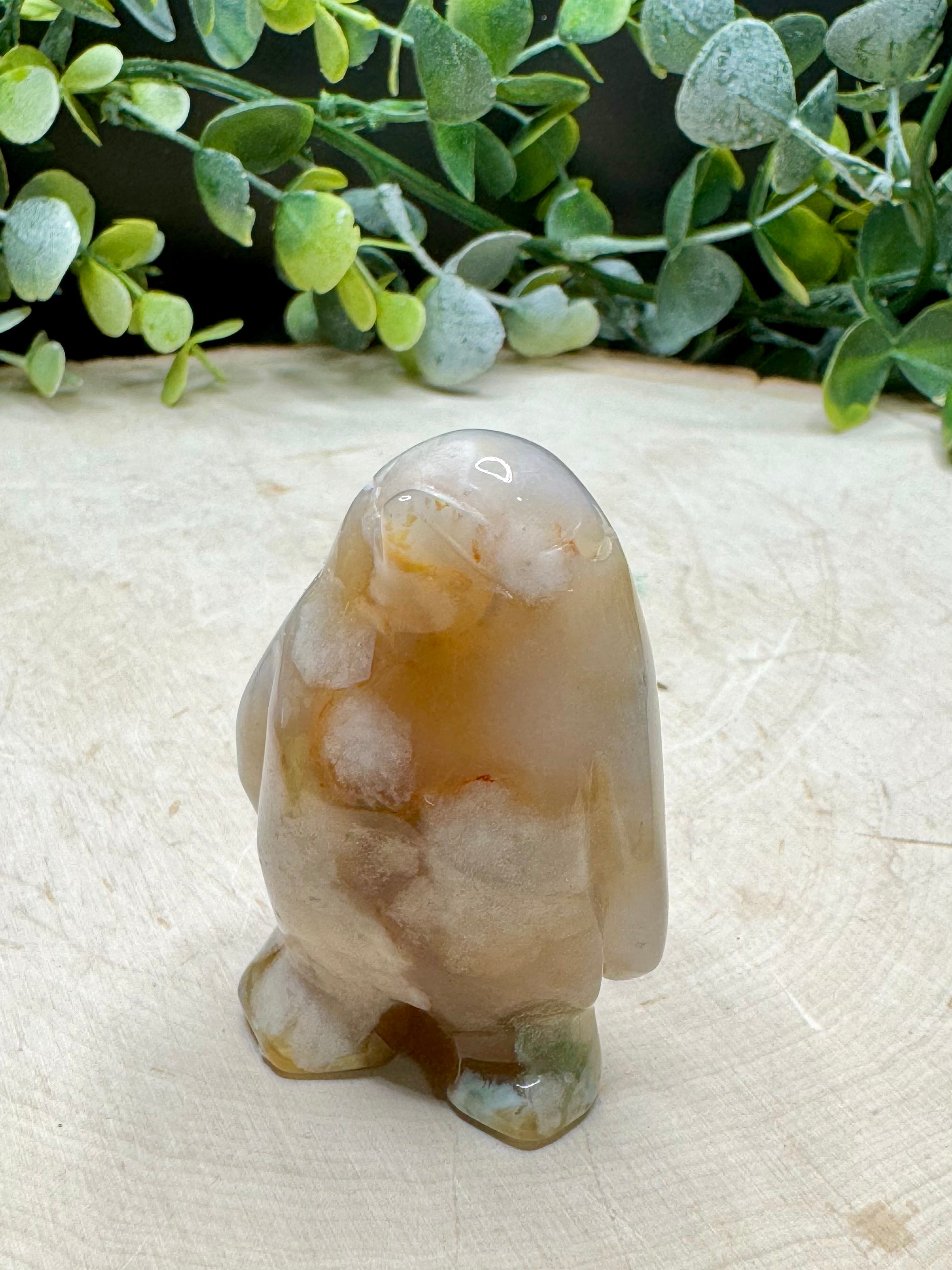 Flower Agate Penguin Carvings | Crystal Penguin Figurines