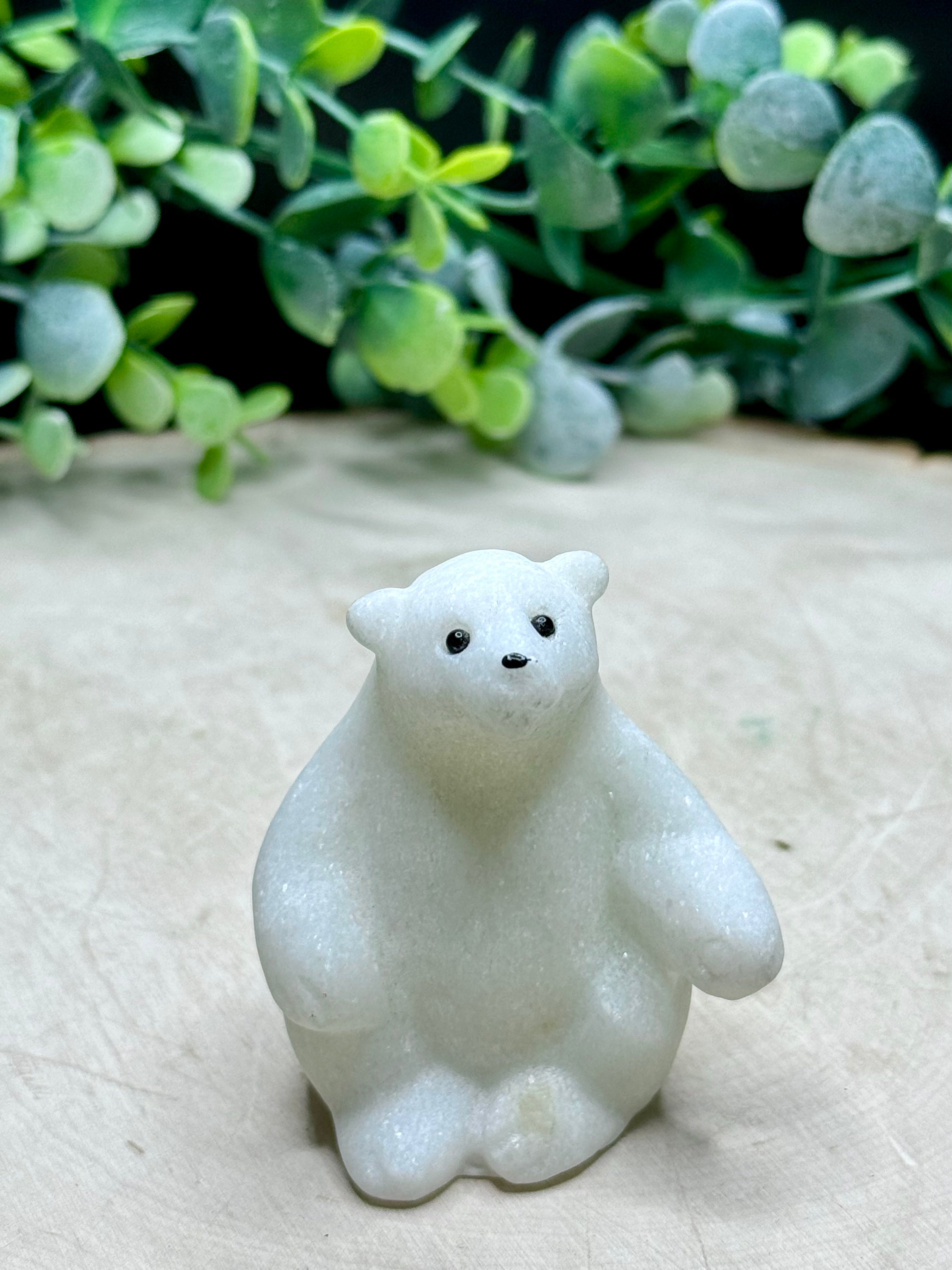White Jade Polar Bear Carvings