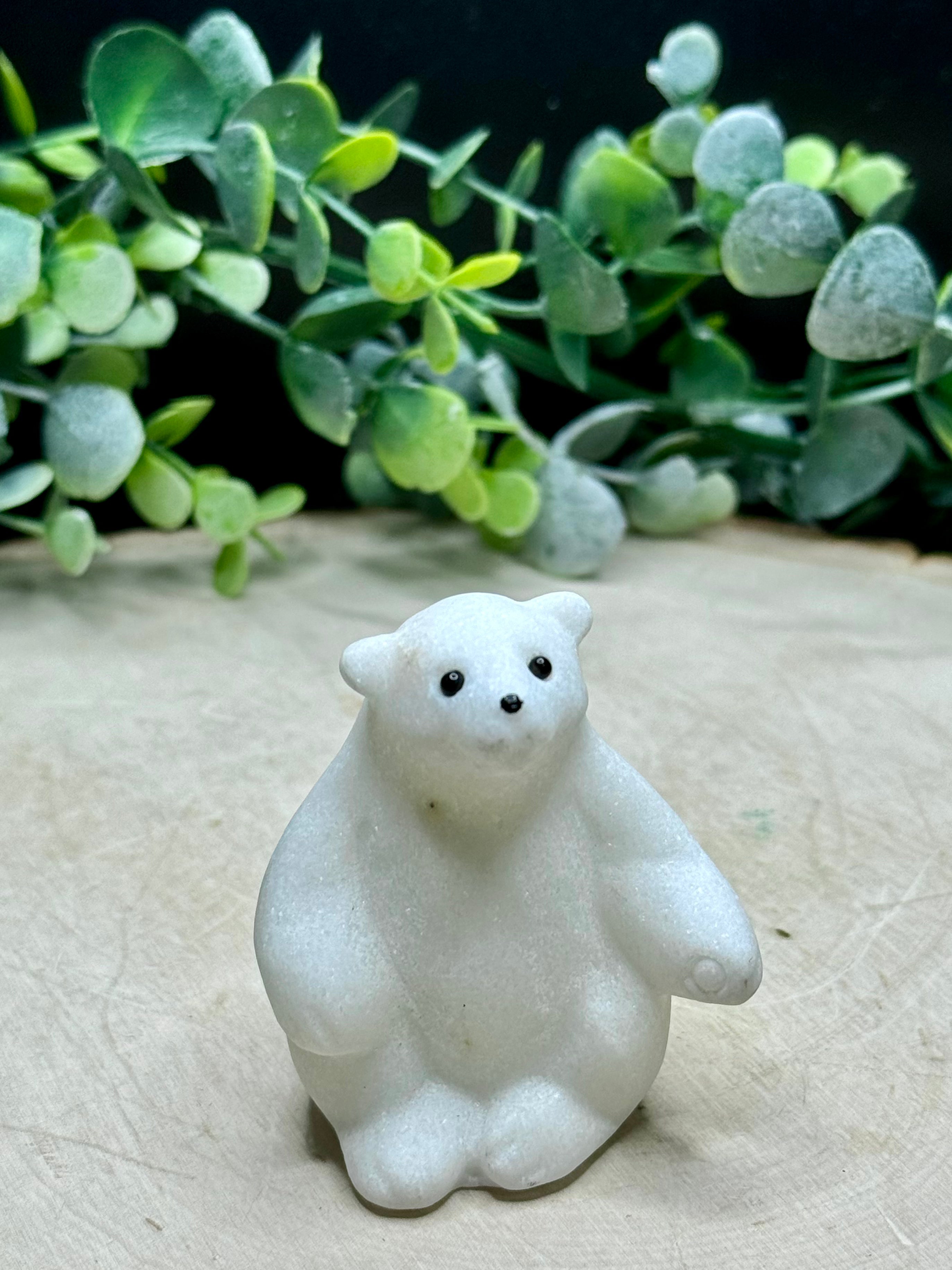 White Jade Polar Bear Carvings