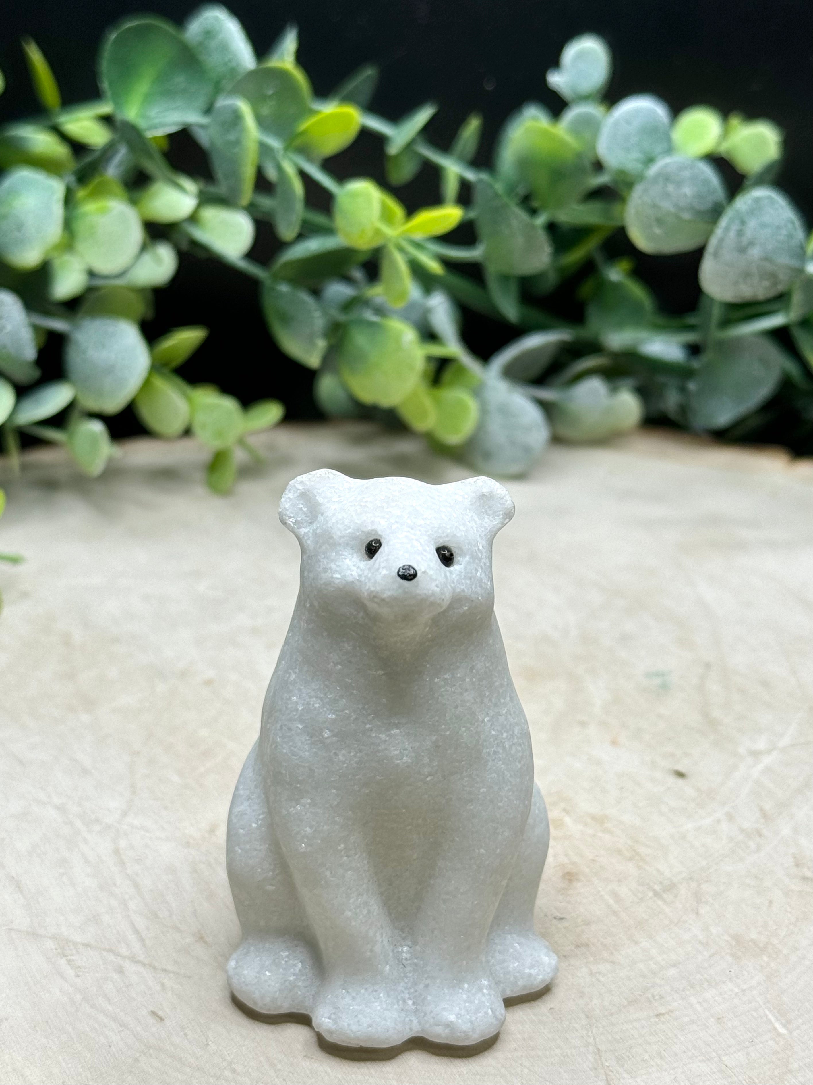 White Jade Polar Bear Carvings