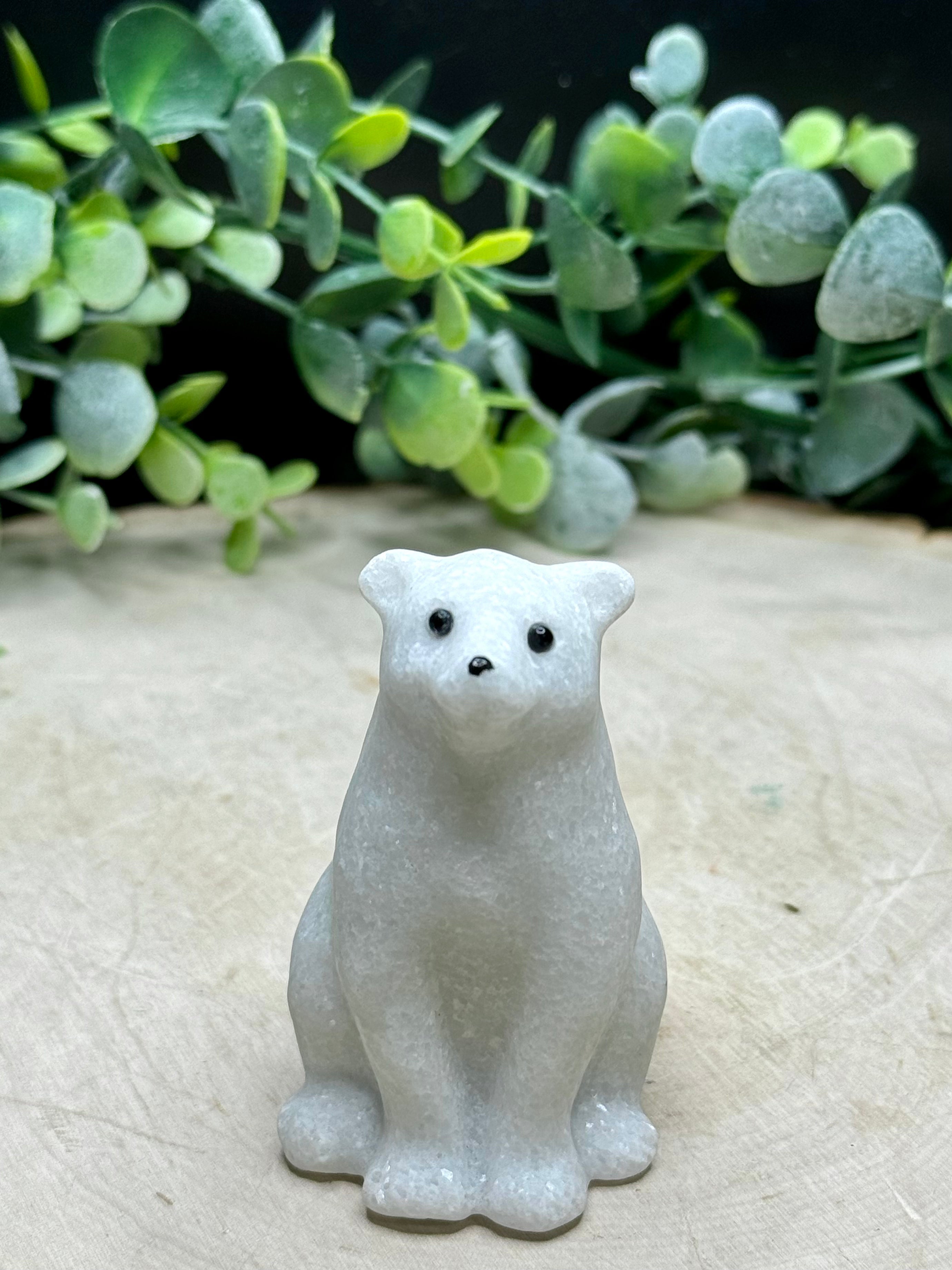 White Jade Polar Bear Carvings