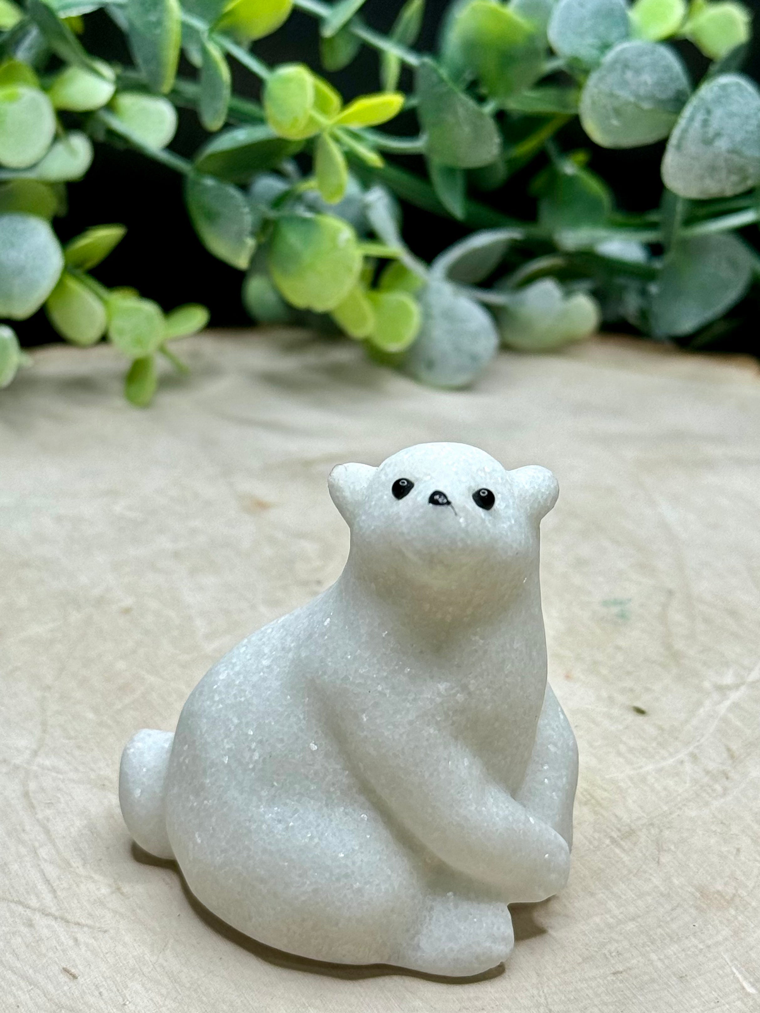 White Jade Polar Bear Carvings