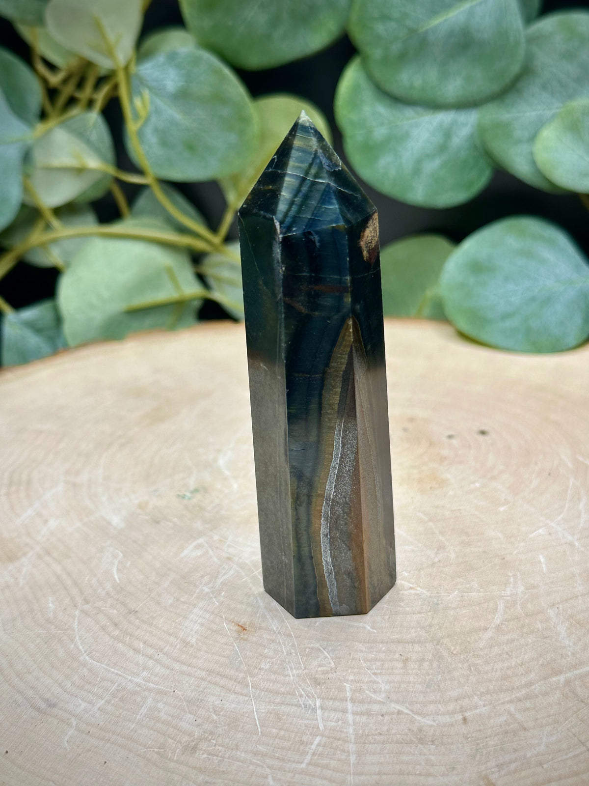 Blue Tiger’s Eye Towers | Hawk’s Eye Crystal Points - Still Water Crystals