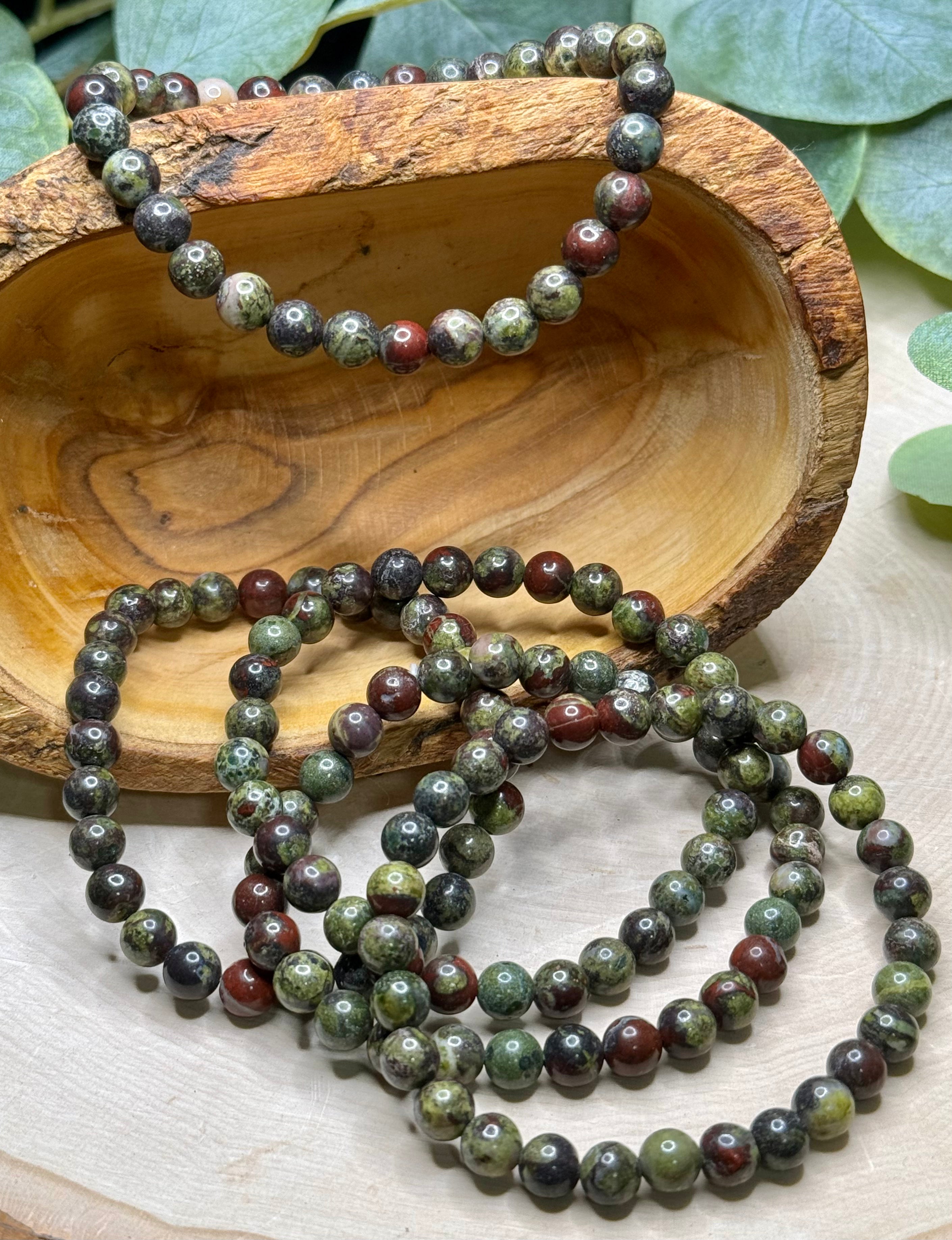 Dragon Bloodstone Bracelets with polished gemstone beads