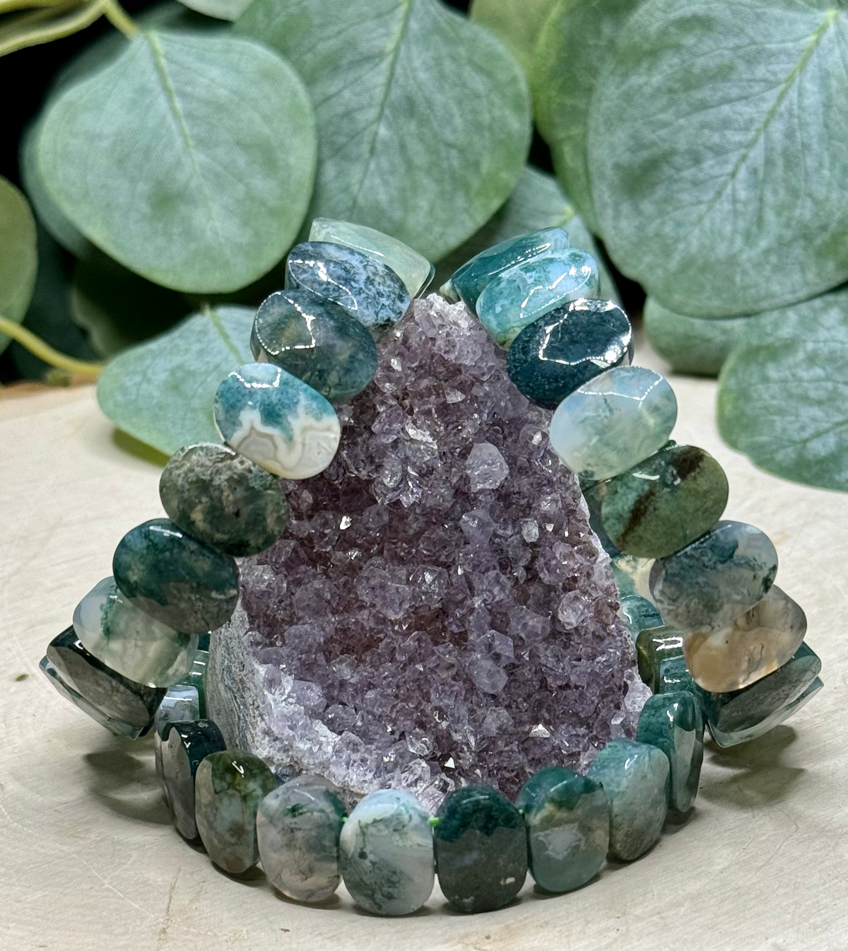Moss Agate Faceted Oval 14mm Bracelets - Still Water Crystals