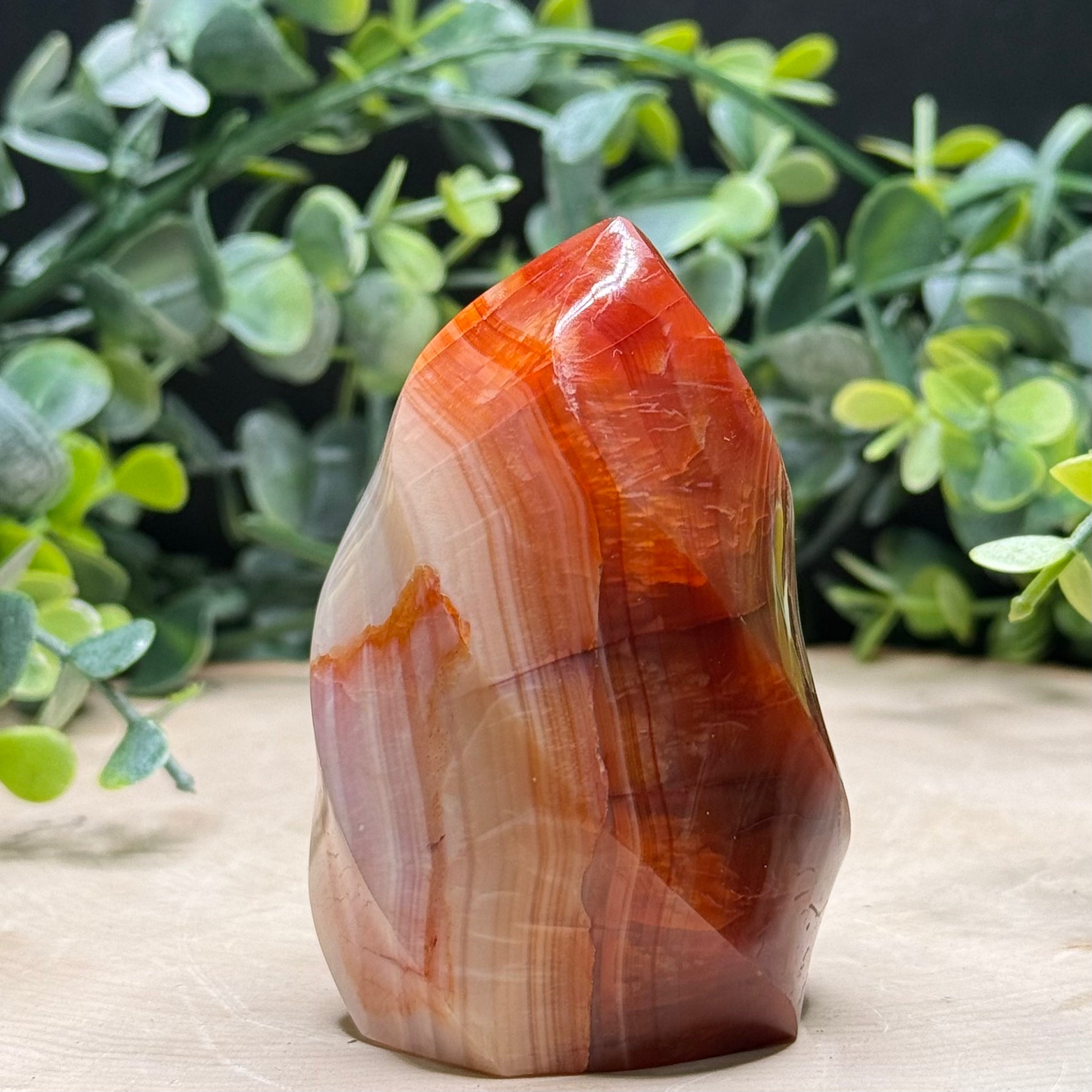 Carnelian Flame Carvings | Natural Polished Carnelian Flames | Red Agate Crystal Decor
