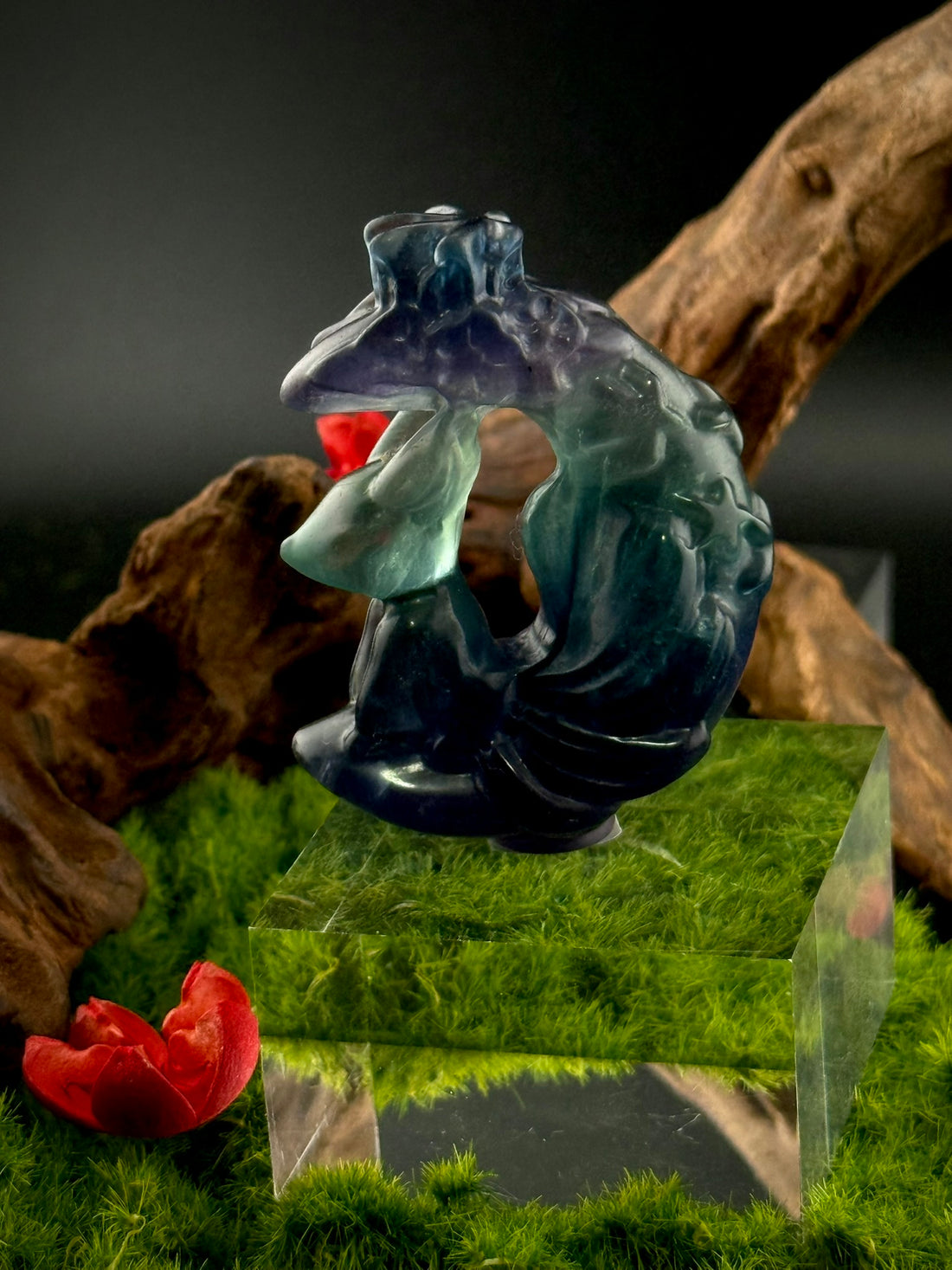 Fluorite Sitting Kitsune Carvings