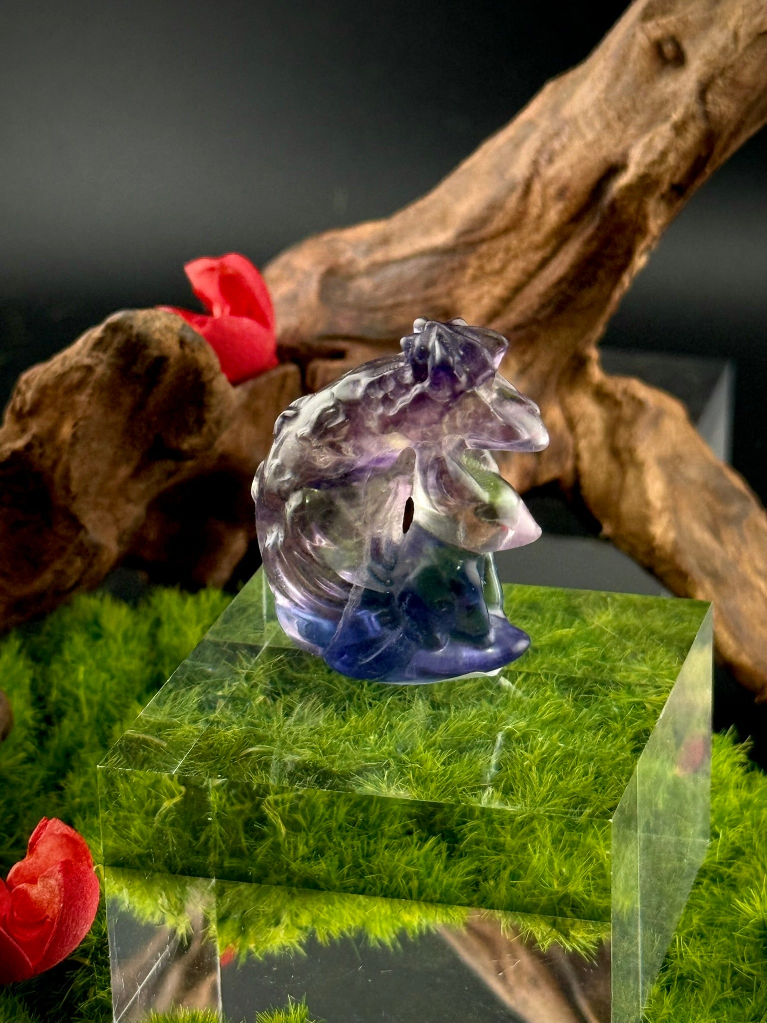 Fluorite Sitting Kitsune Carvings