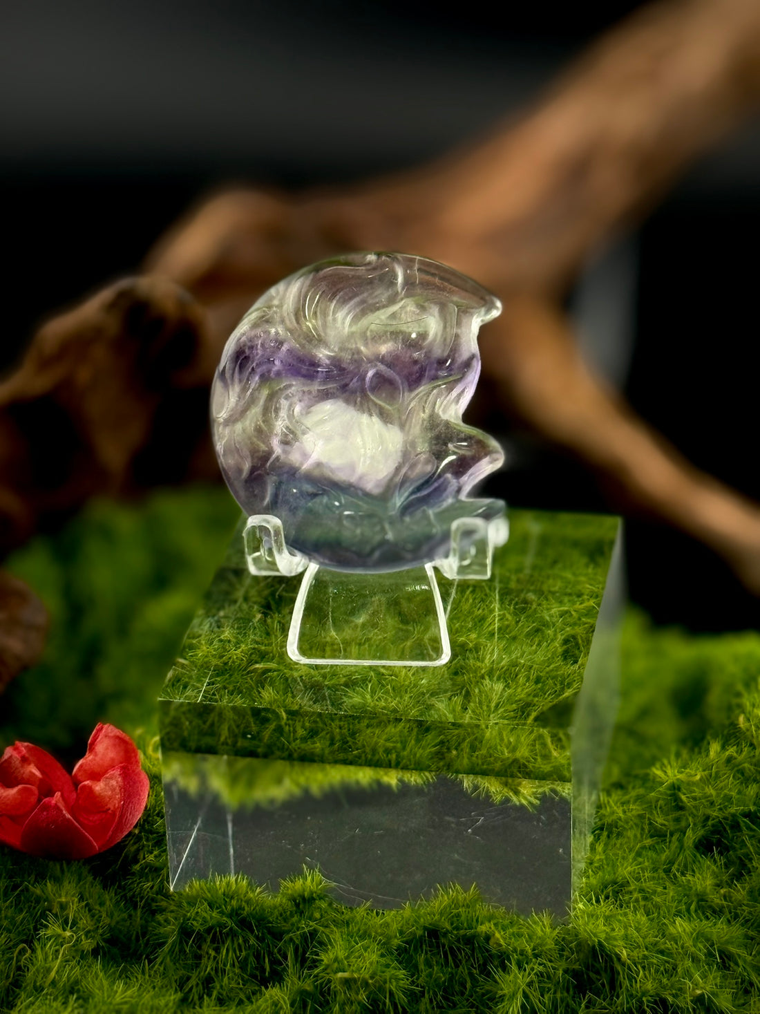 Fluorite Flat Kitsune Carvings