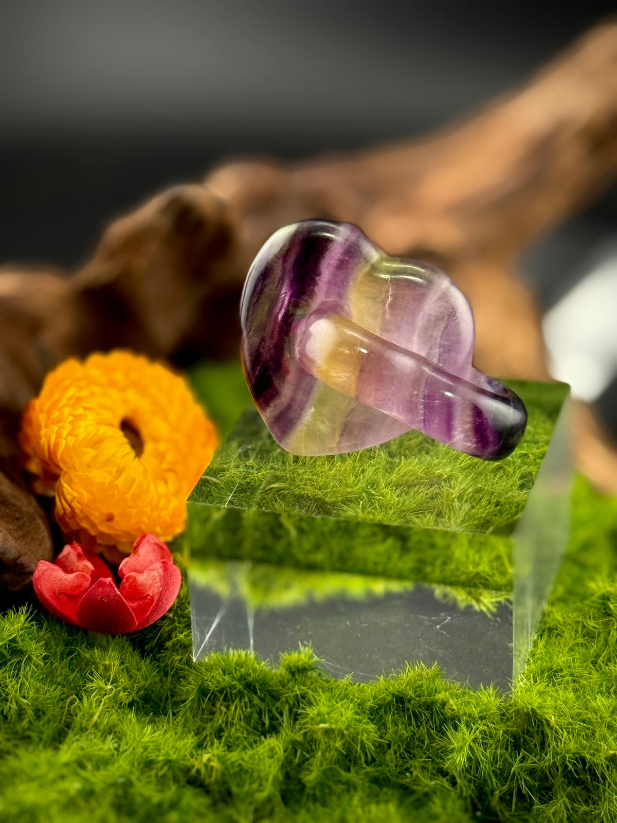 Fluorite Linked Heart Carvings
