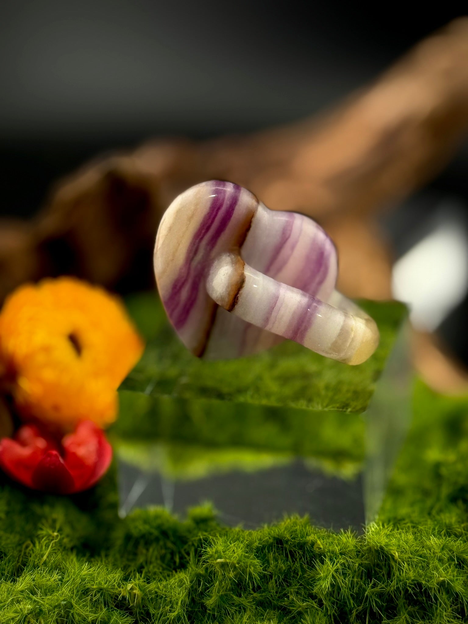 Fluorite Linked Heart Carvings