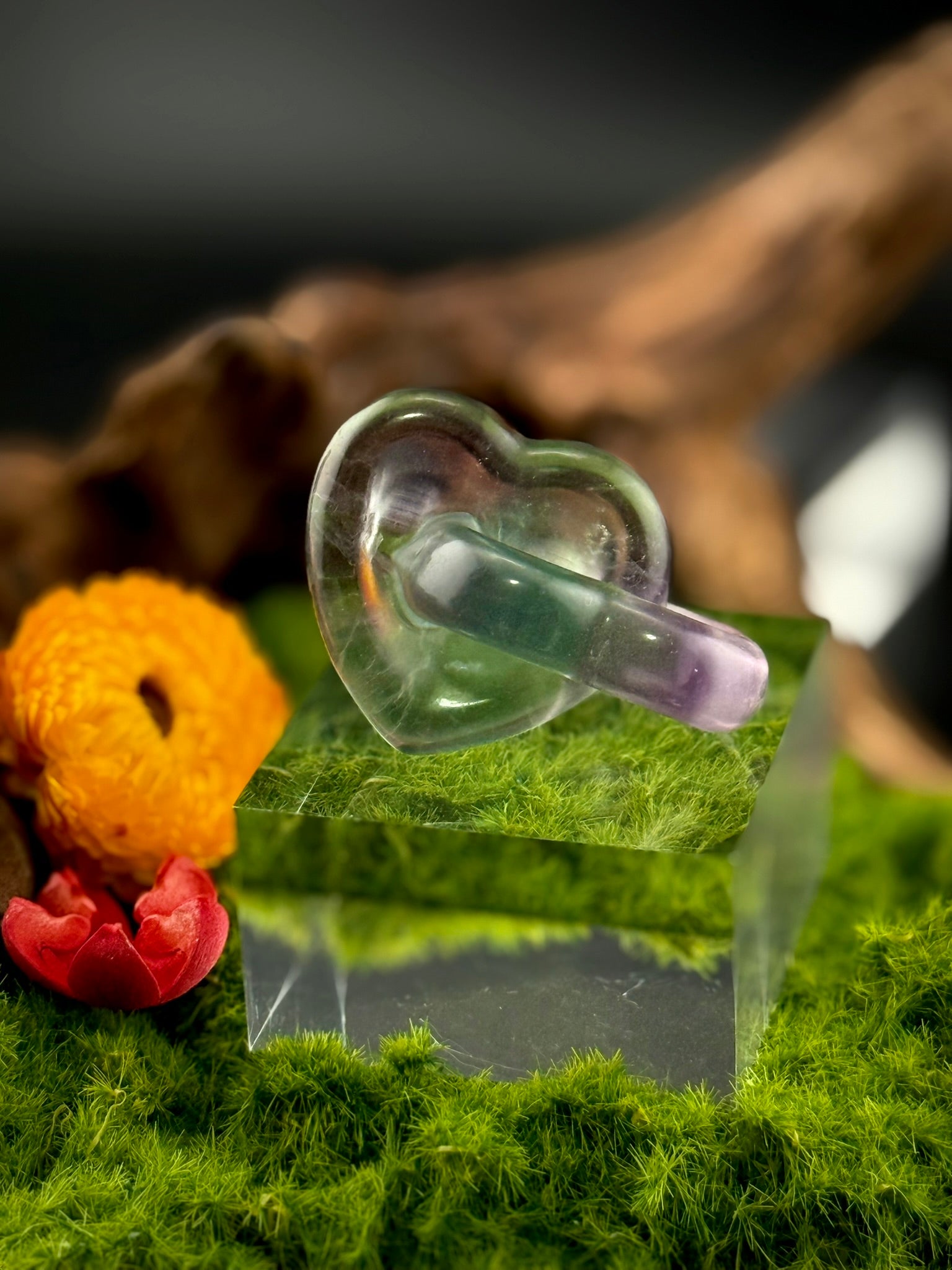 Fluorite Linked Heart Carvings