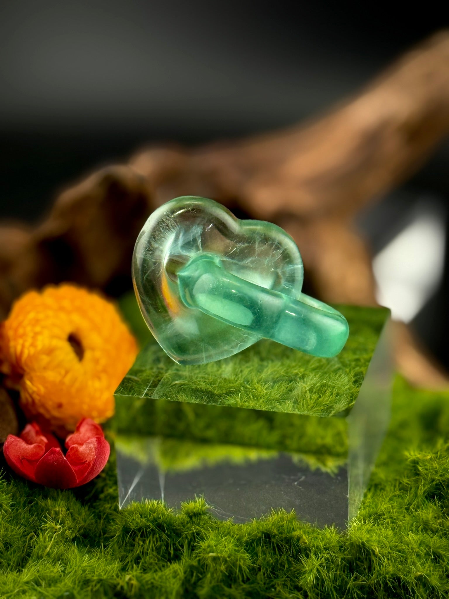 Fluorite Linked Heart Carvings