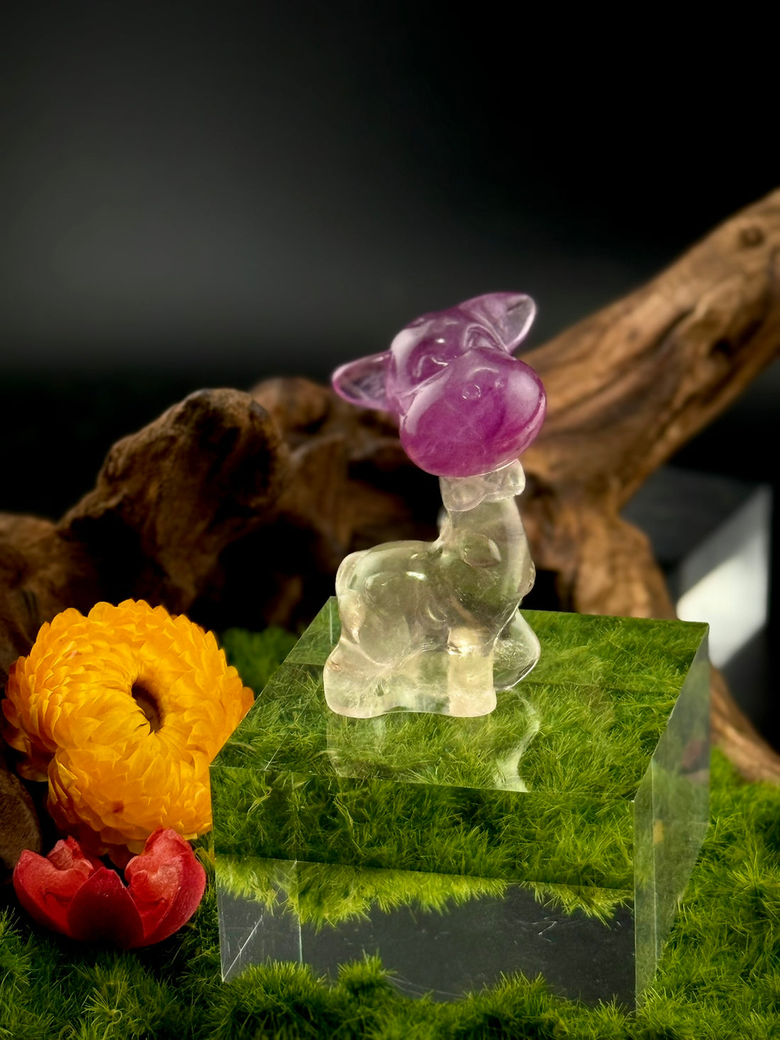 Fluorite Giraffe with Bowtie Carvings