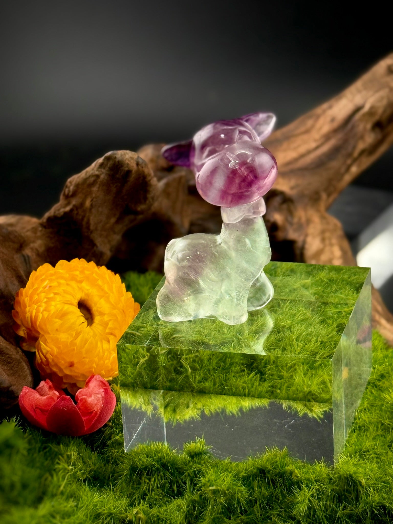 Fluorite Giraffe with Bowtie Carvings