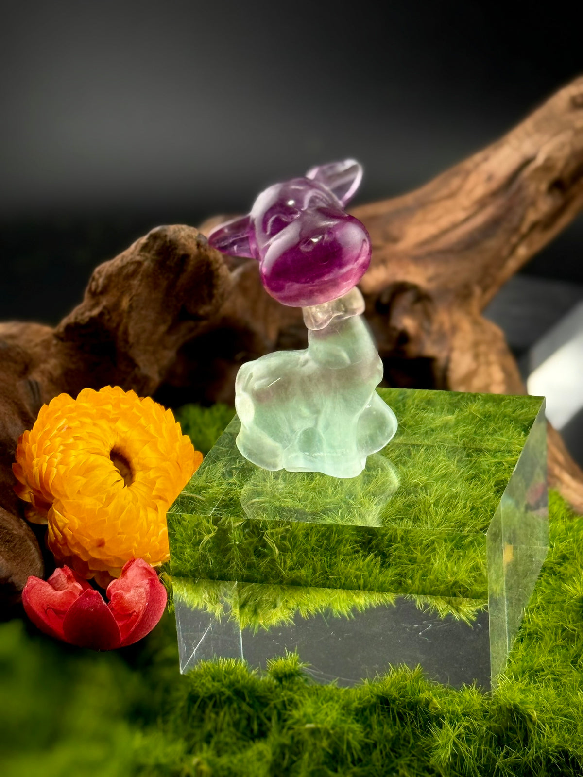 Fluorite Giraffe with Bowtie Carvings