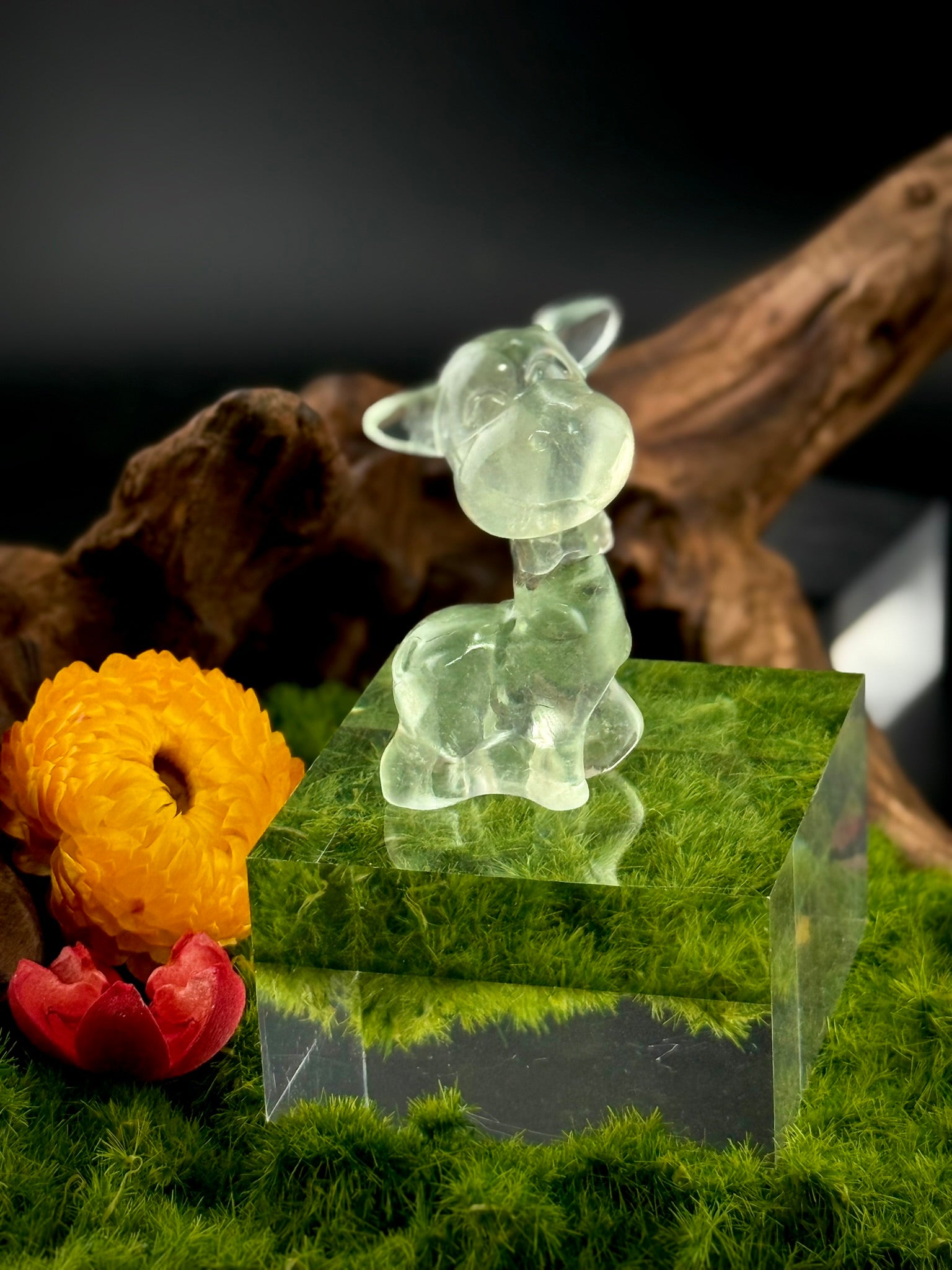 Fluorite Giraffe with Bowtie Carvings