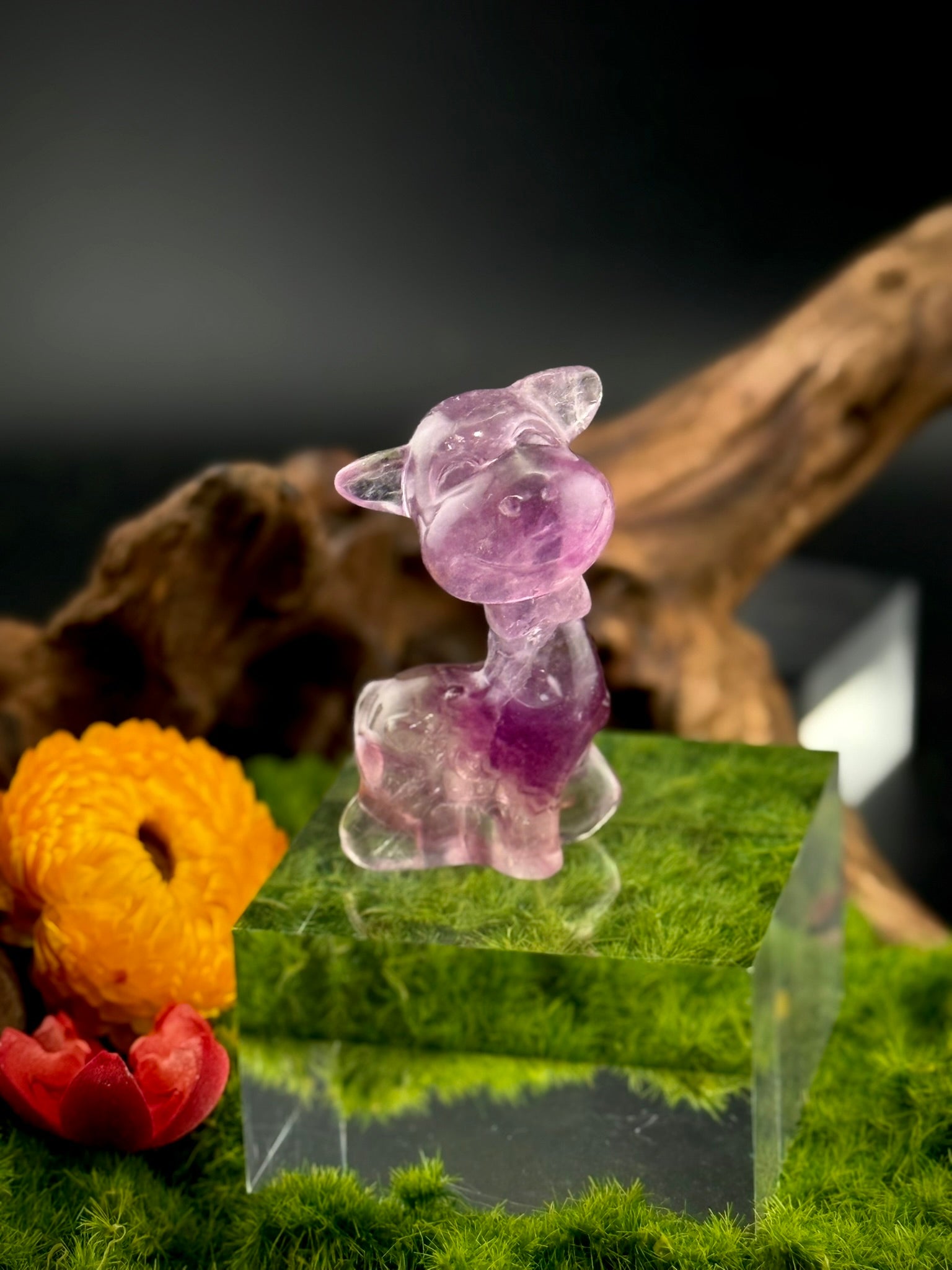 Fluorite Giraffe with Bowtie Carvings