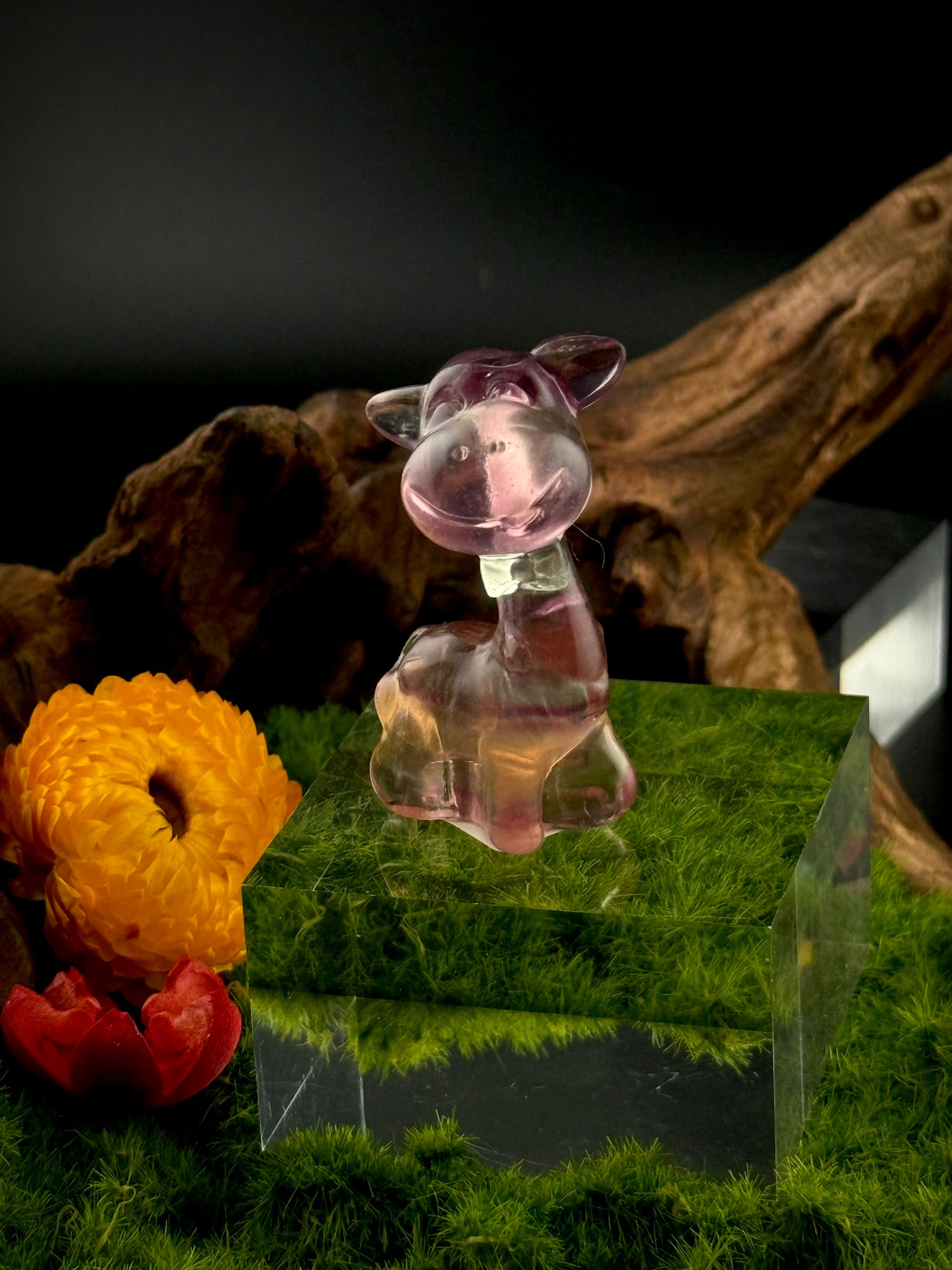 Fluorite Giraffe with Bowtie Carvings