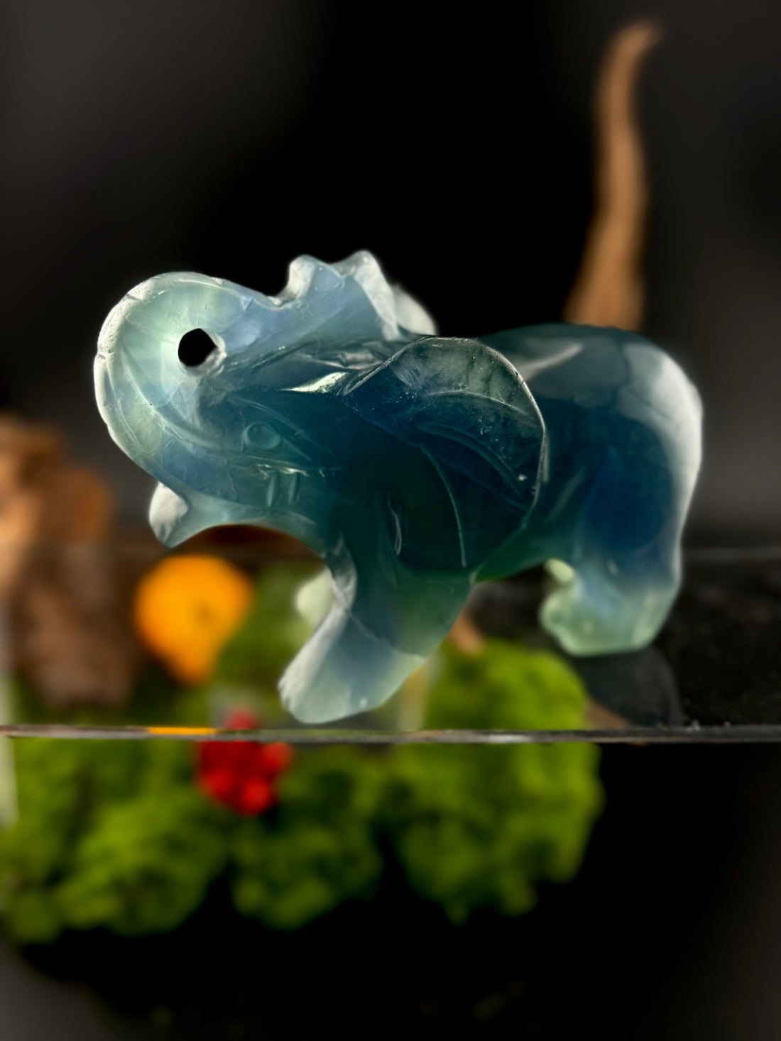Fluorite Large Elephant Carving