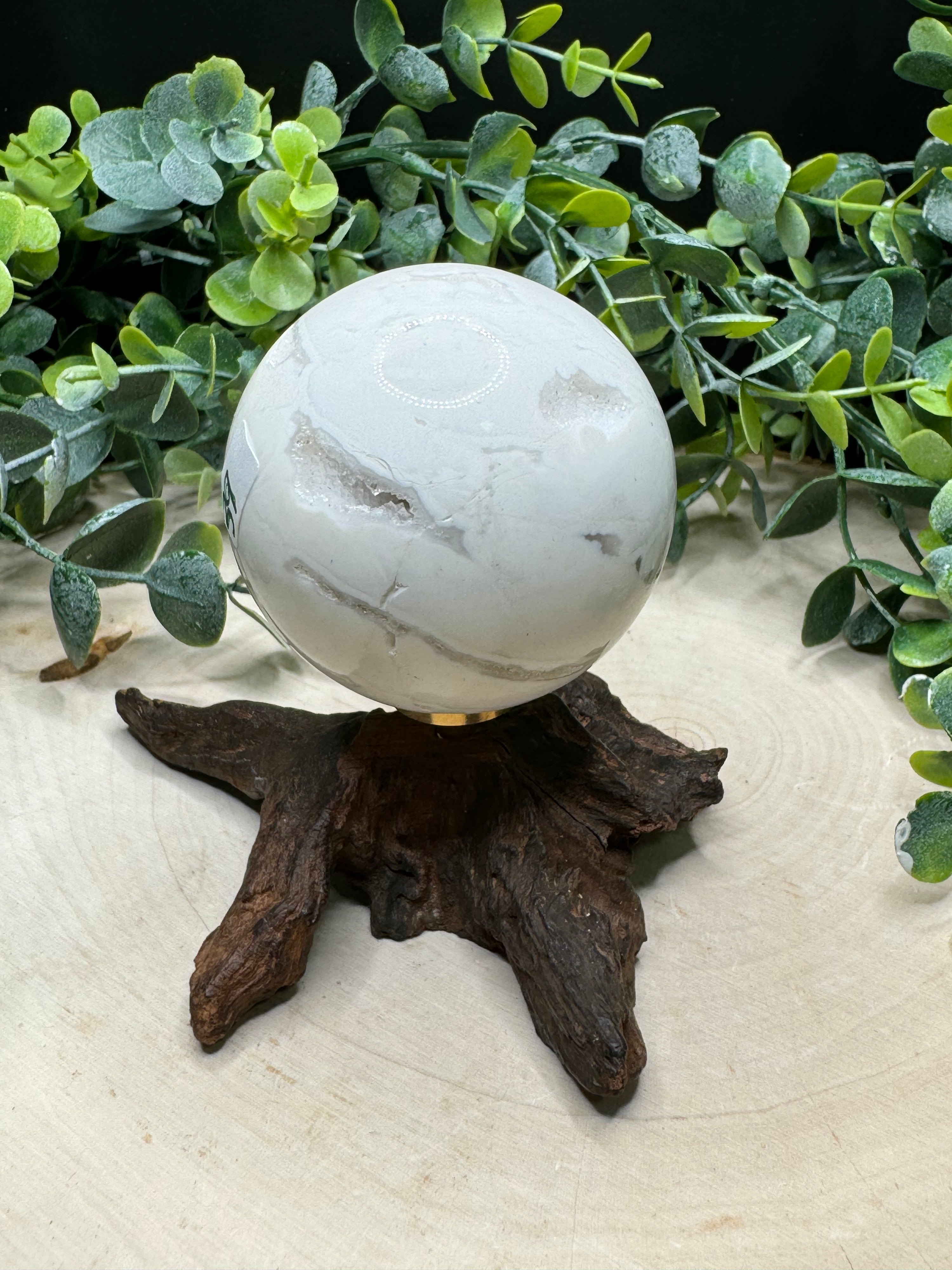 White Plume Agate Spheres | Snow Agate Crystal Spheres from Indonesia