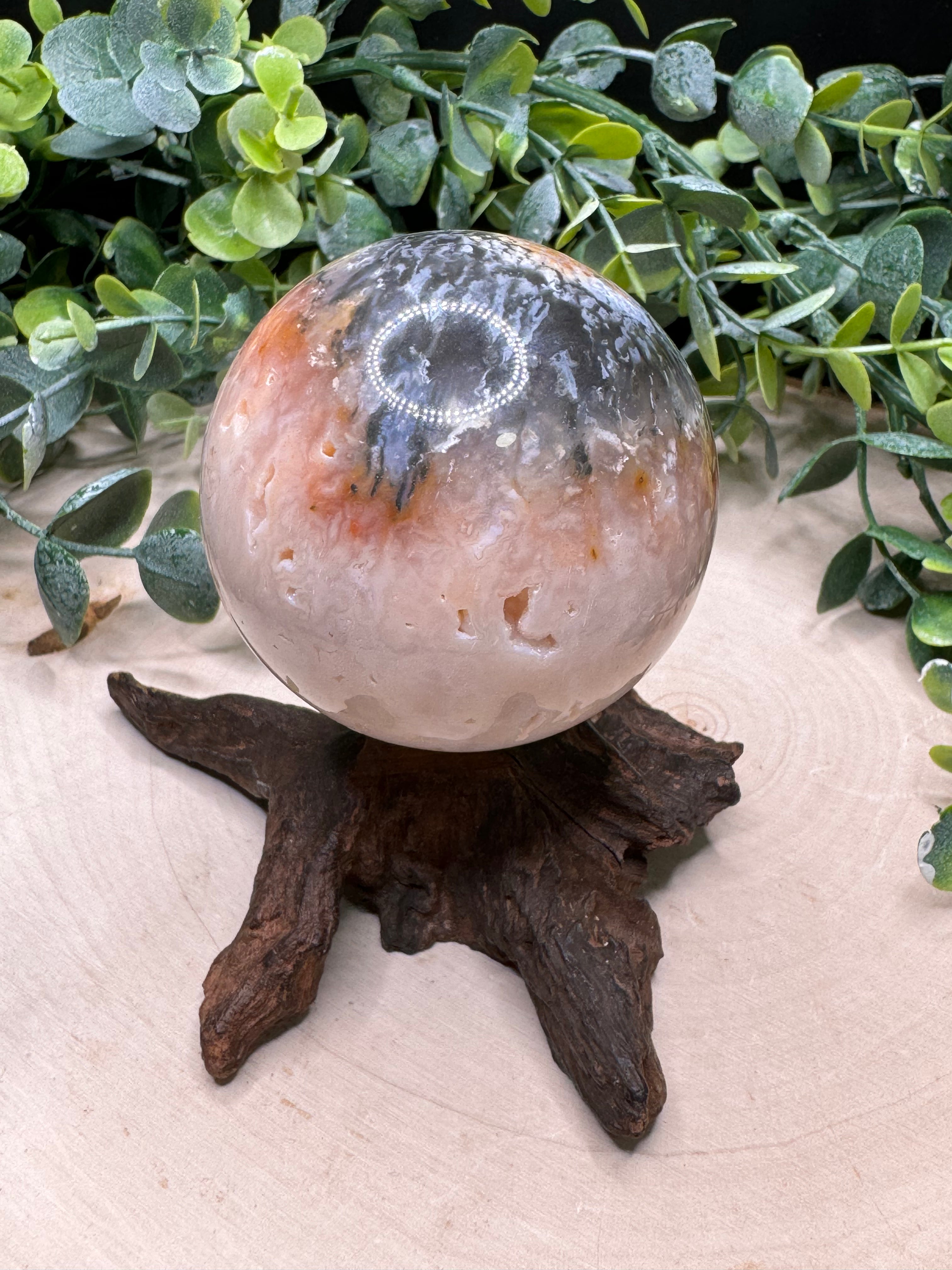 Snow Plum Agate Sphere buy