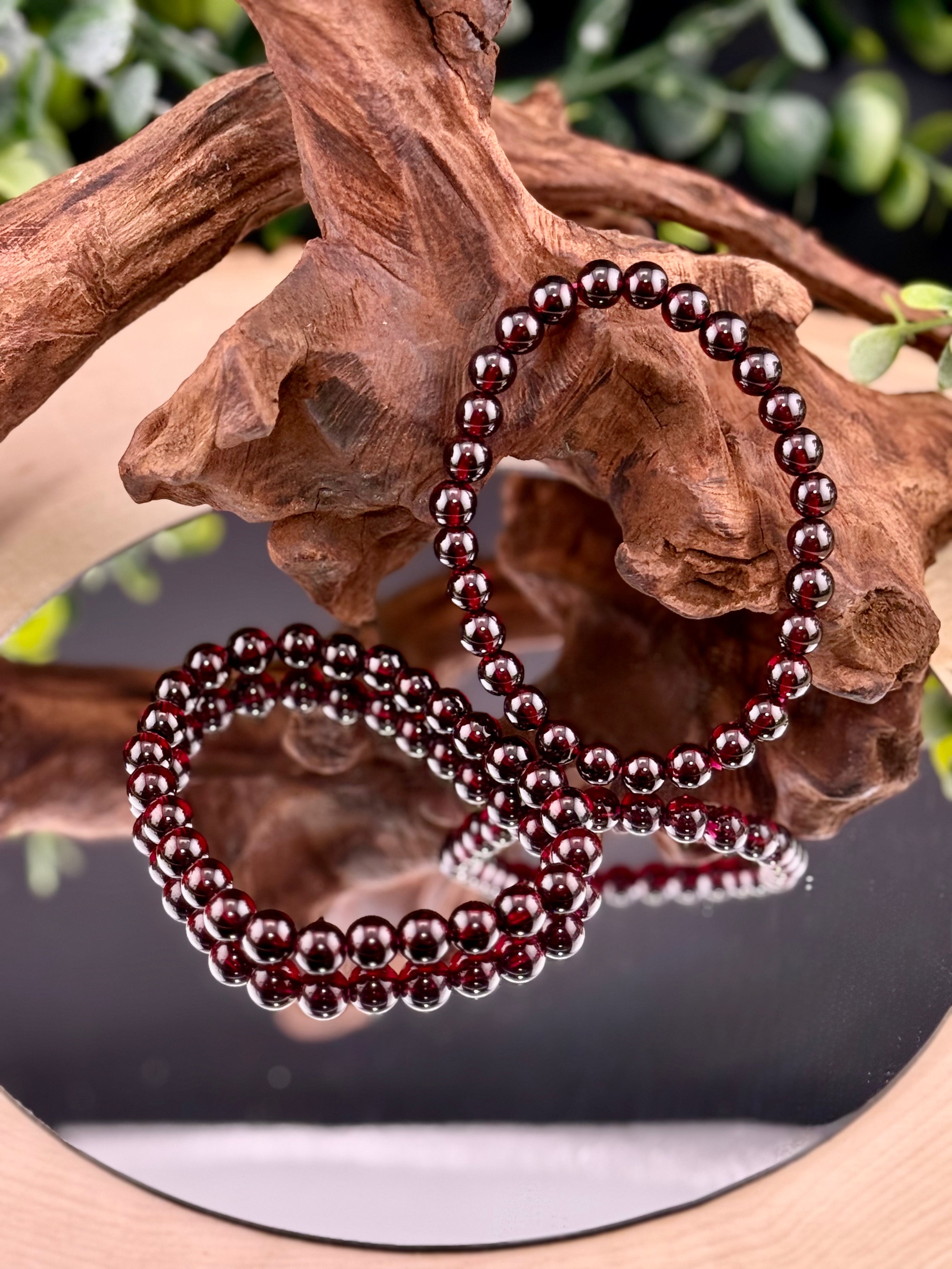 Deep Red Garnet Stretch Bracelet 7mm