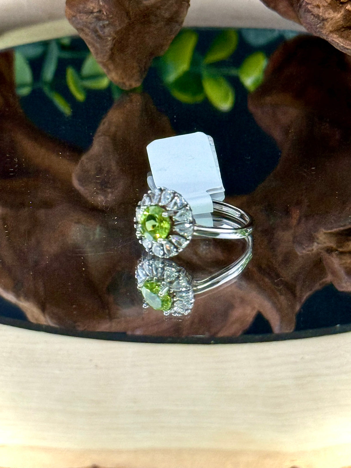 Peridot adjustable ring option in sterling silver