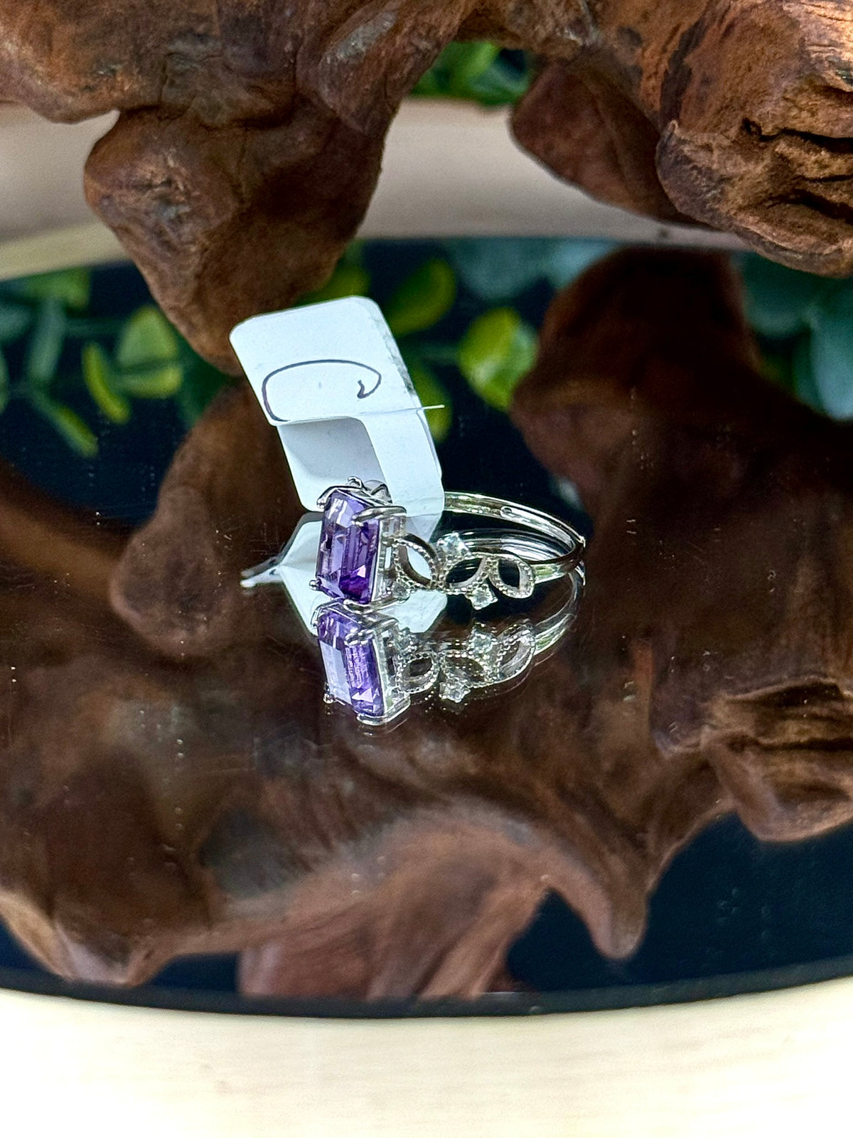 Amethyst adjustable ring option in sterling silver