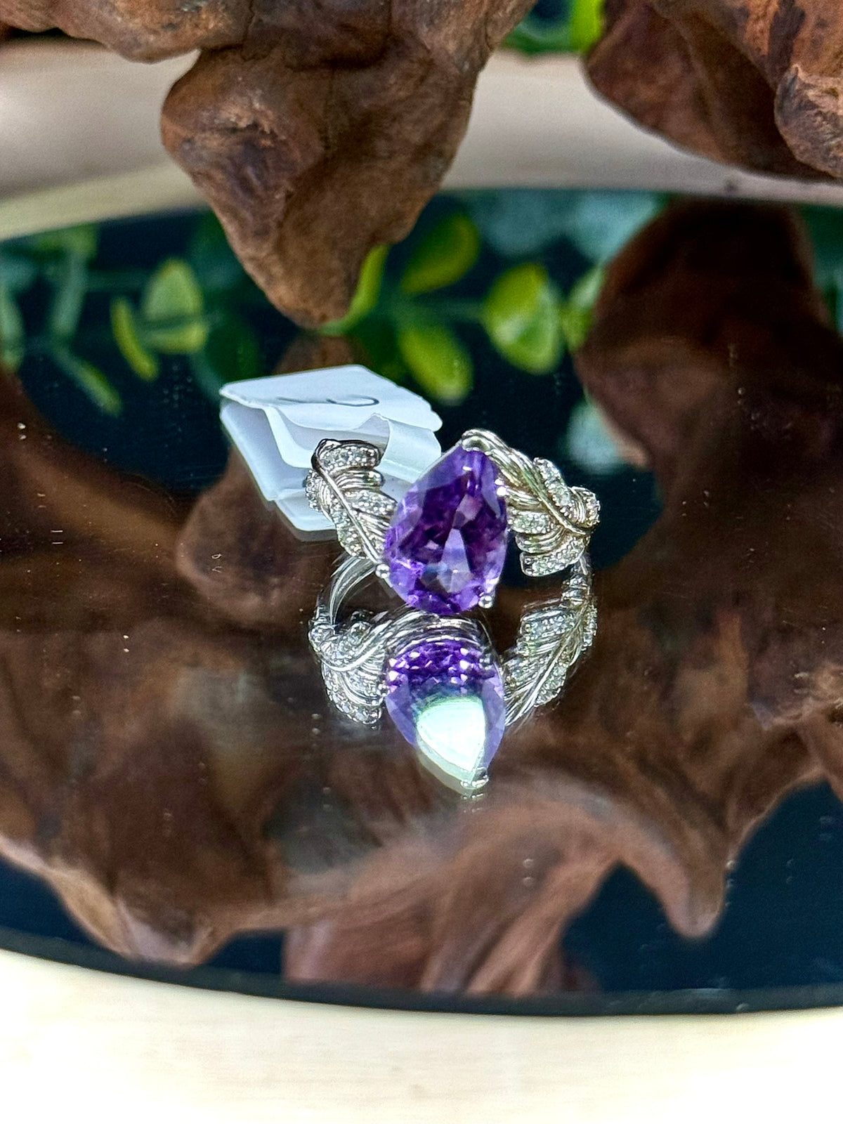 Amethyst adjustable ring in sterling silver, alternate view