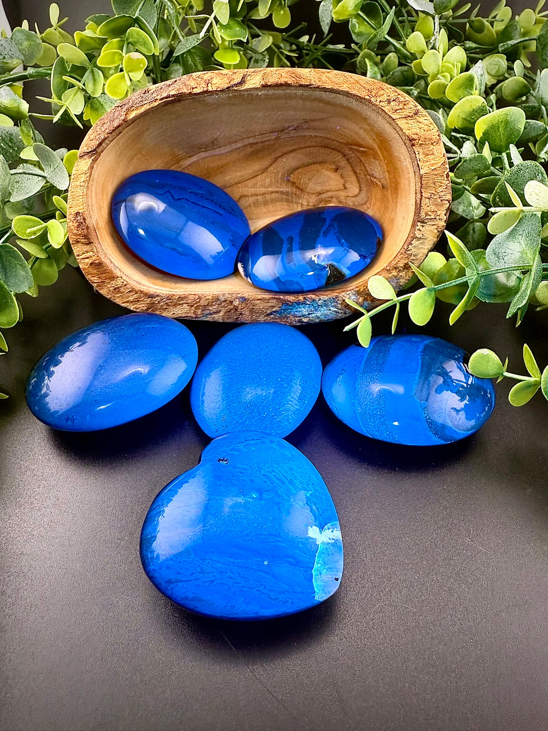 Blue Amber Palmstones