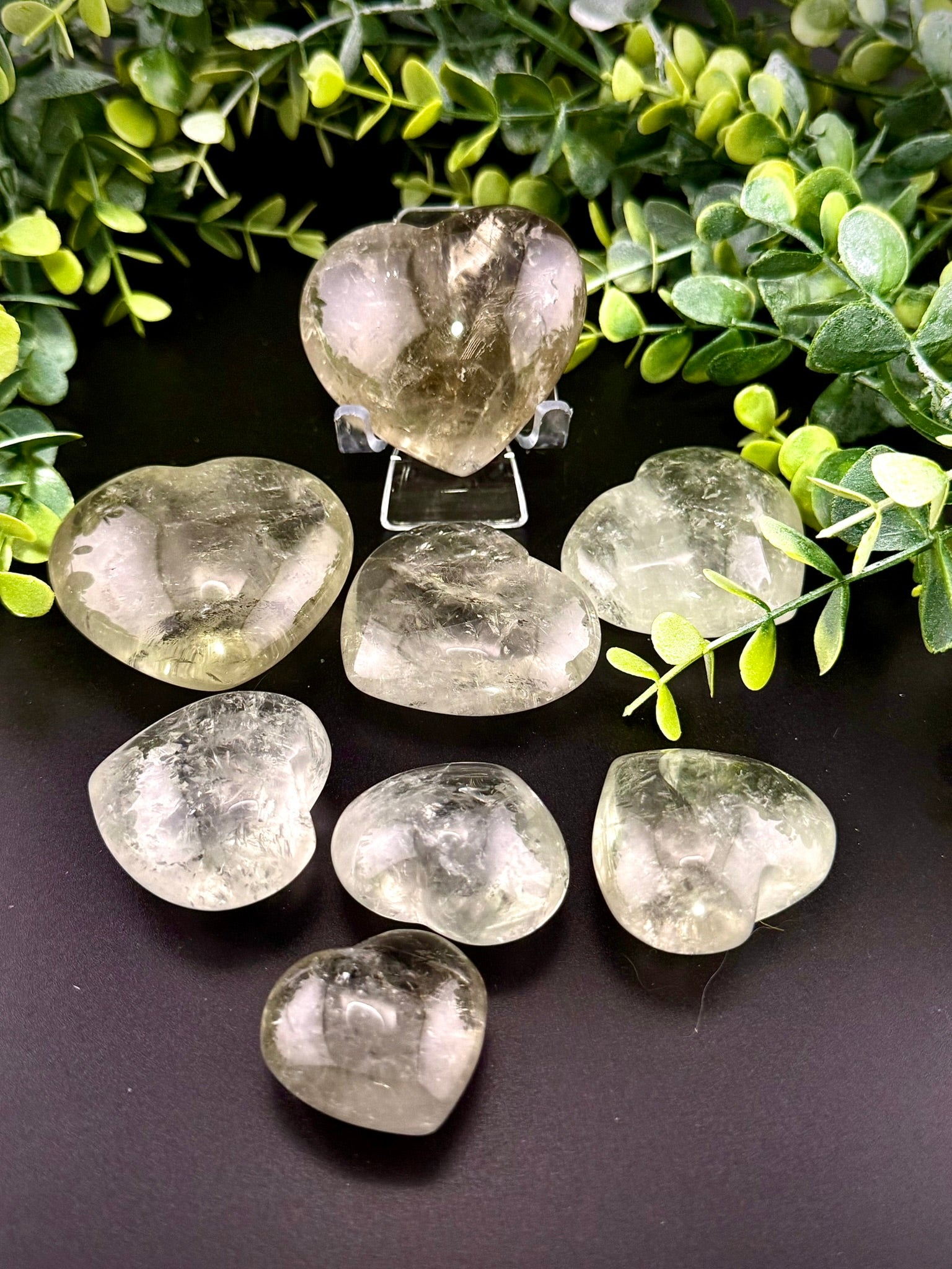 Green Quartz Hearts