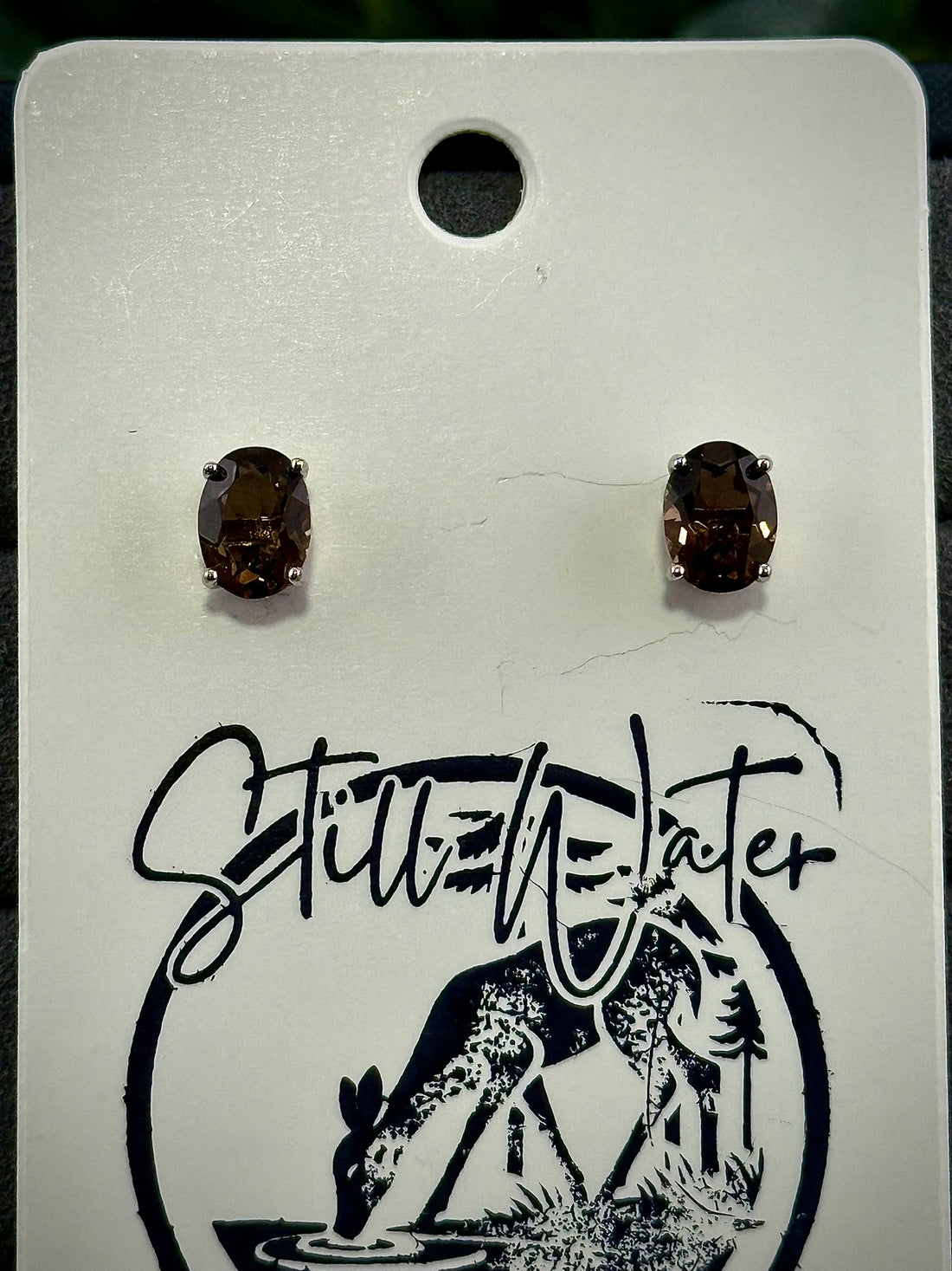 High Quality Smoky Quartz Stud Earrings