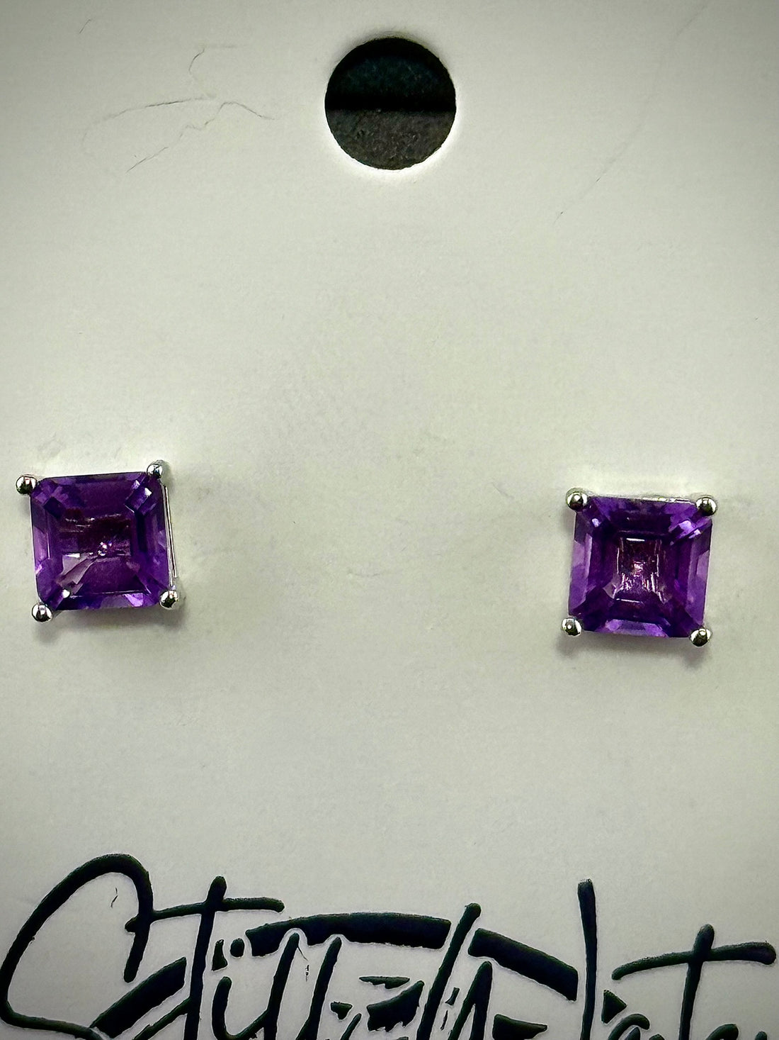 High Quality Square Amethyst Stud Earrings