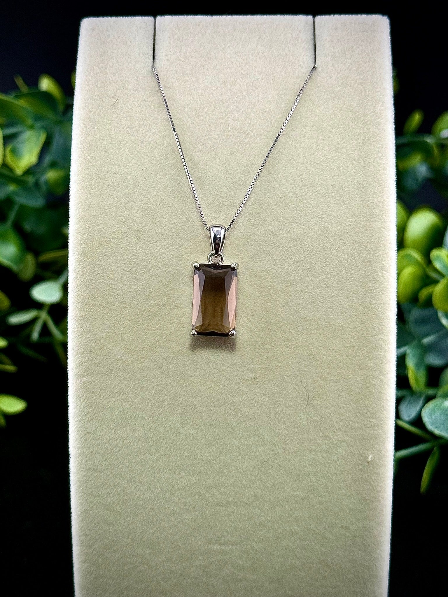 Smoky Quartz Emerald Cut Pendant